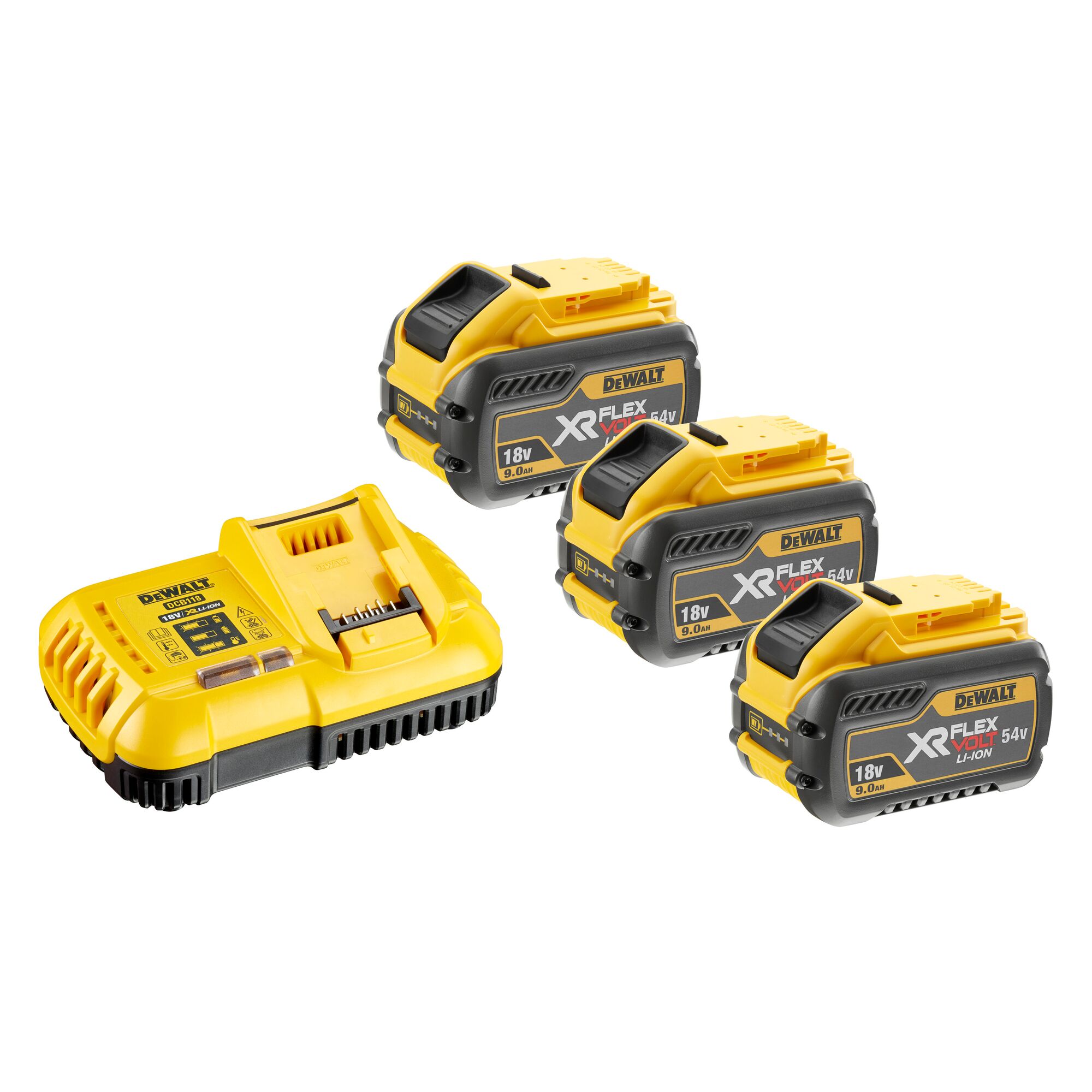 Dewalt - Flexvolt Starter-Set 3X Akku 54V / 9,0 Ah / 162 Wh Mit Ladegerät Dcb 118