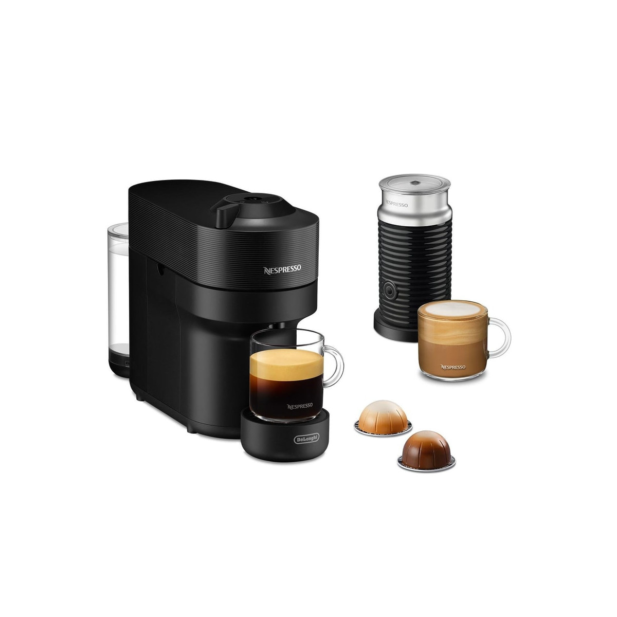 Nespresso Liquorice Black De’longhi Vertuo Pop Schwarz Kapselmaschine Env90.bae | Kaffeemaschine Inkl. Aeroccino Milchaufschäumer, 4 Tassengrößen, Barcode-Erkennung, Kompaktes Design, One-Touch Bedienung - Bild 2