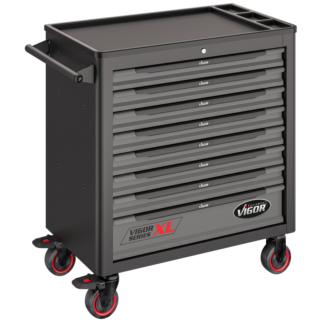 Vigor Schwarz - Werkstattwagen Series Xl, Kunststoff-Arbeitsplatte, Leer