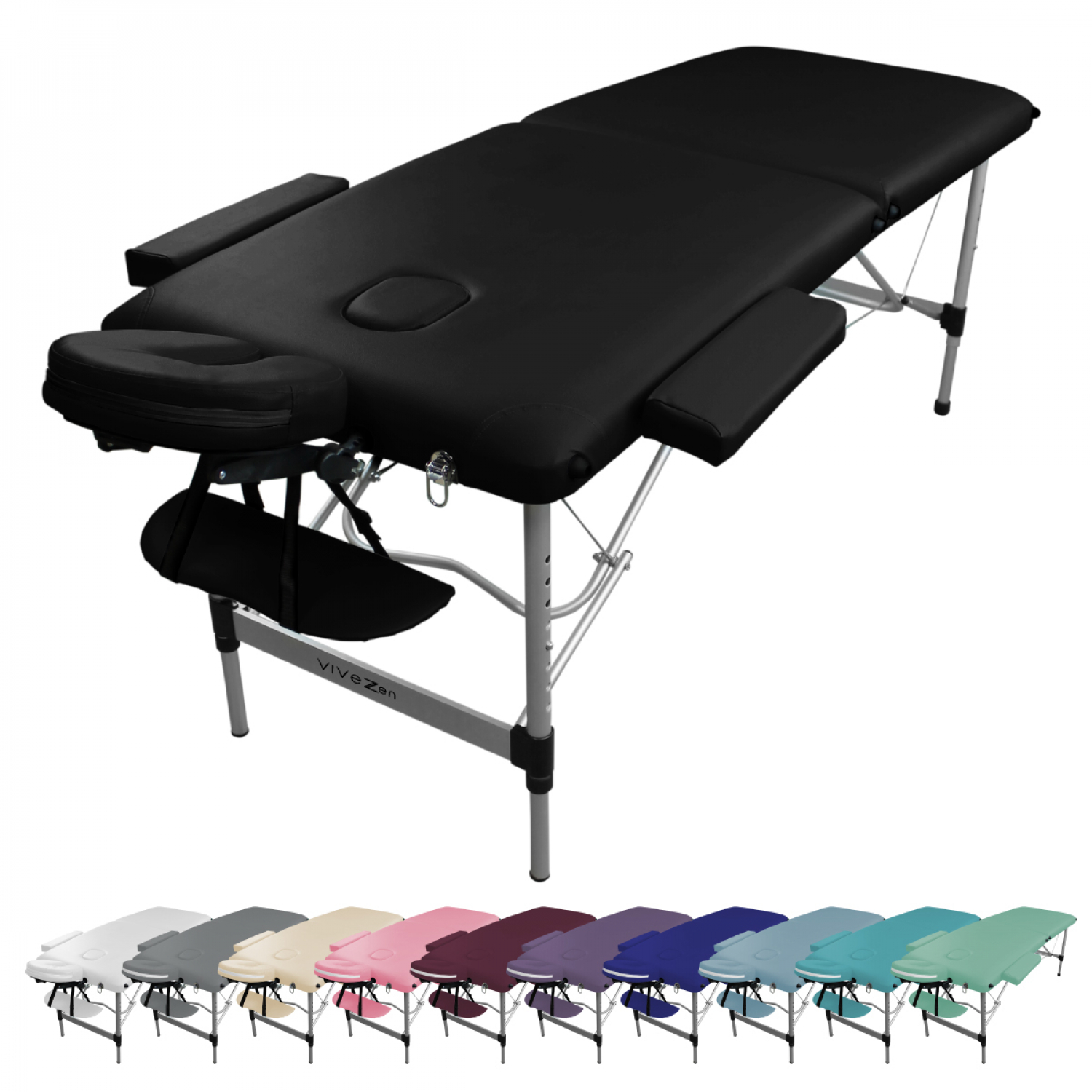 Table De Massage Pliante 2 Zones En Aluminium + Accessoires Et Housse