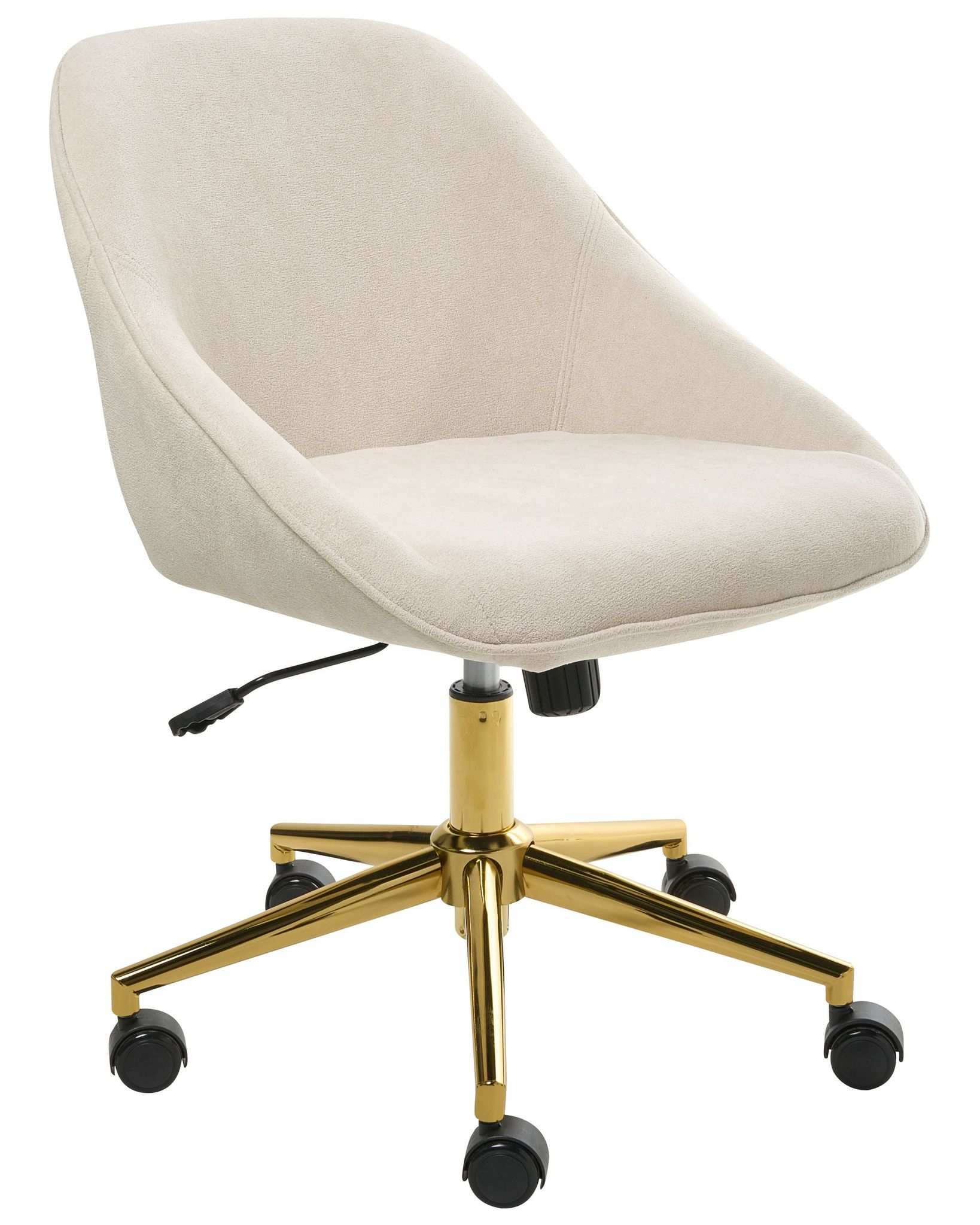 Chaise De Bureau En Velours Réglable Pivotant Pieds Dorés En Métal