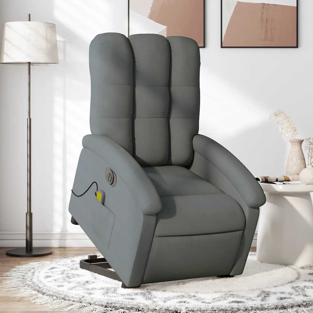 Dunkelgrau Vidaxl Elektrischer Massagesessel Mit Aufstehhilfe Stoff - Bild 2