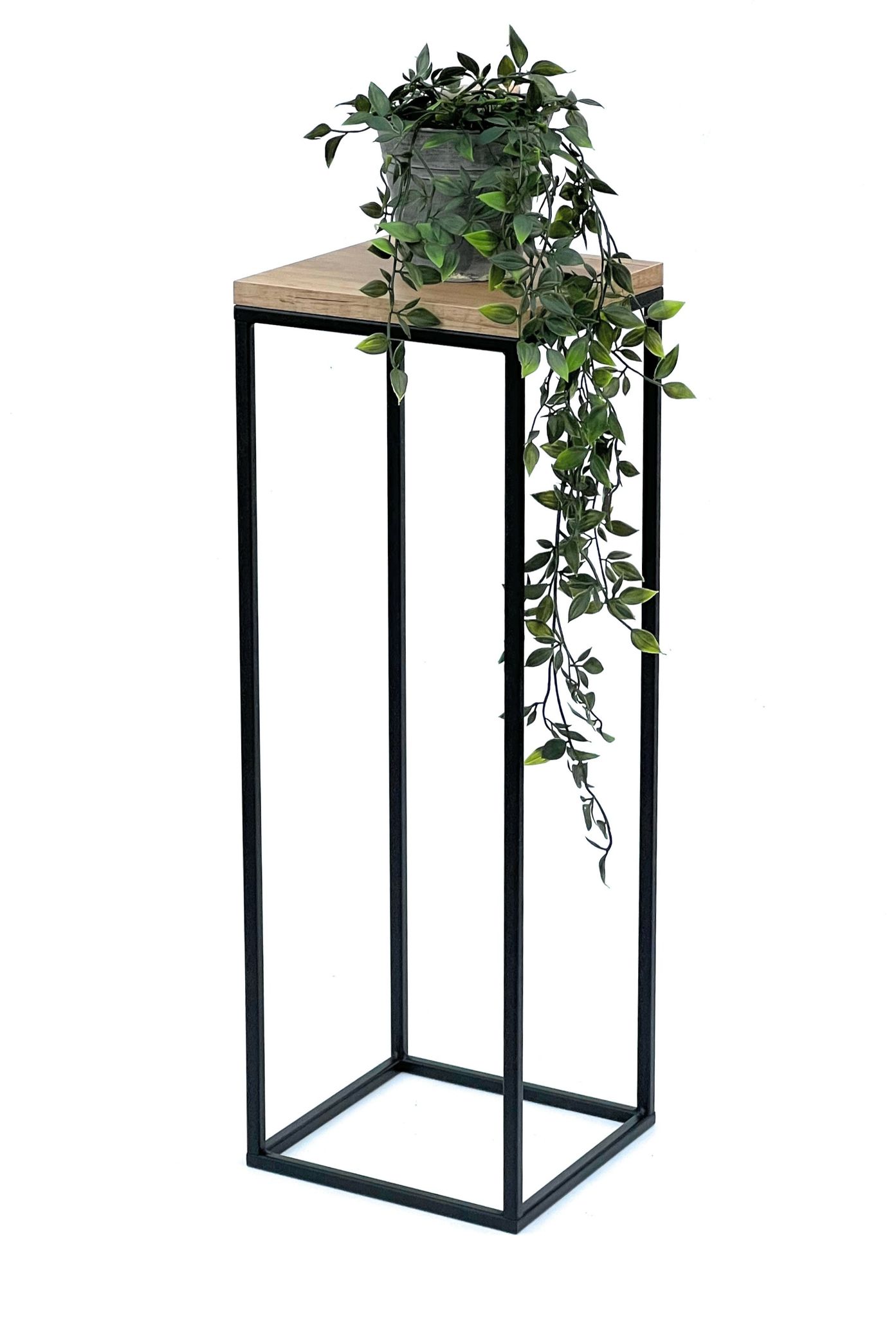Tabouret Pour Fleurs Métal Bois Noir Angulaire 70 Cm Support Pour Fleurs Table D'Appoint 96352 Colonne Pour Fleurs Moderne Support Pour Plantes Tabouret Pour Plantes - Dandibo