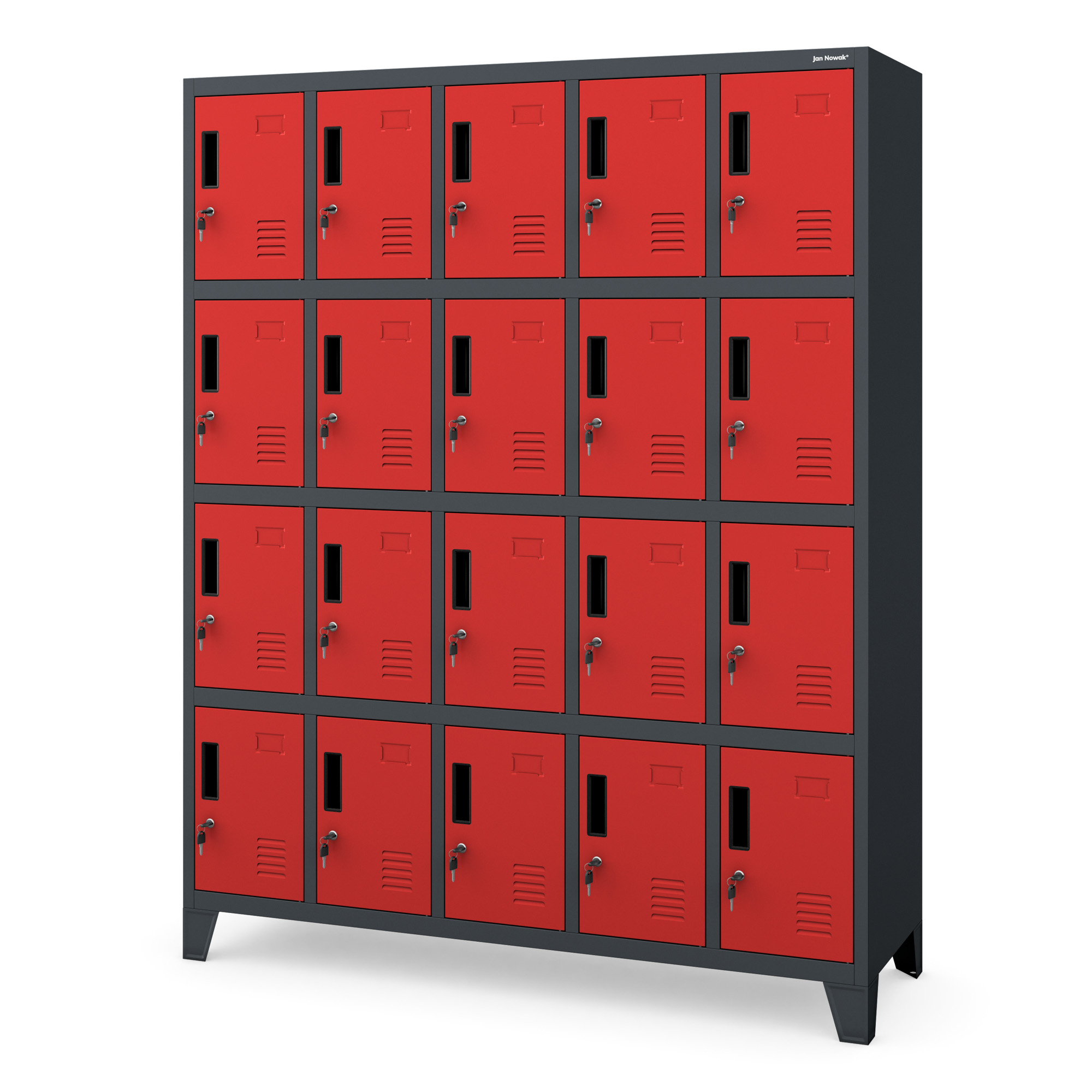 Vestiaire Métallique Robert 1360 X 1720 X 450 Mm, Anthracite Et Rouge