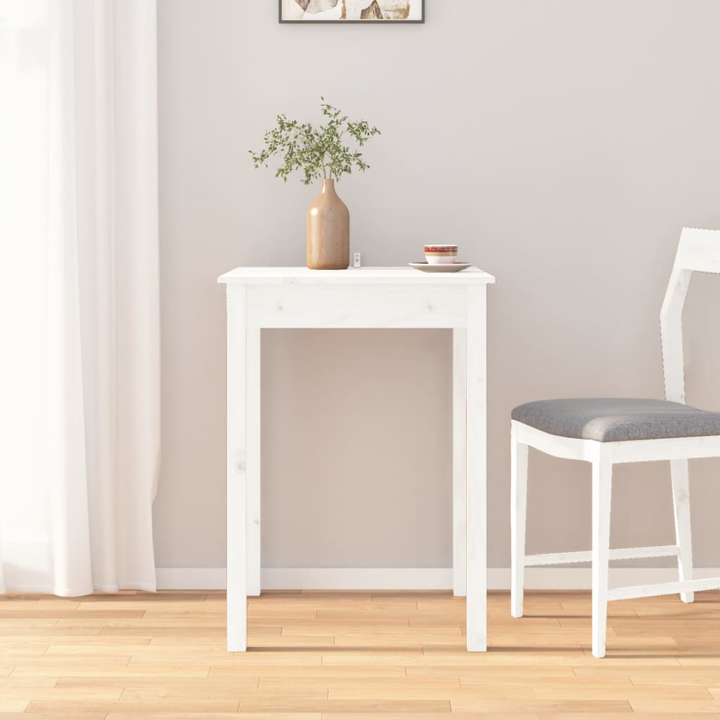 Vidaxl - Table À Manger Blanc 55x55x75 Cm Bois Massif De Pin