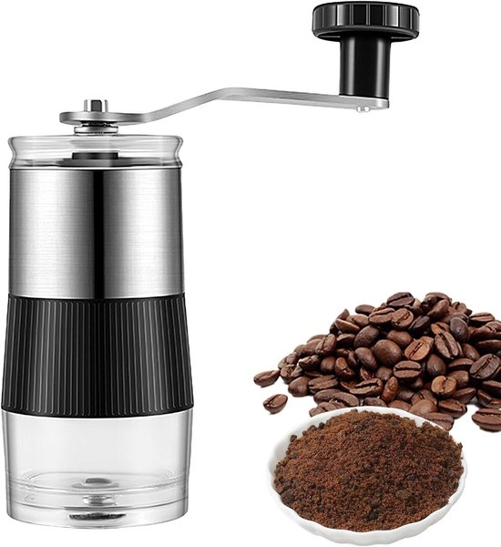 Macinacaffè Manuale In Acciaio Inox Con Manovella, Macinatura Regolabile, Portatile, A Cono, Per French Press E Caffè Filtro.