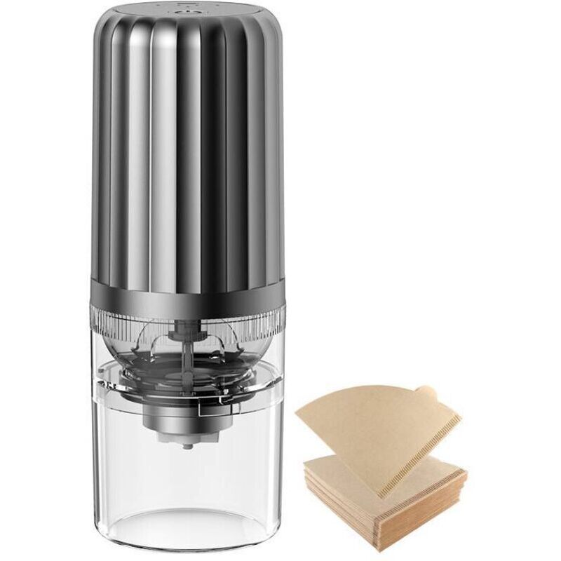Macinacaffè Elettrico Con 100 Filtri, Macinacaffè Conico Compatto Automatico Con Impostazione Multi Grind, Ricaricabile Tramite Usb E Spazzolina.
