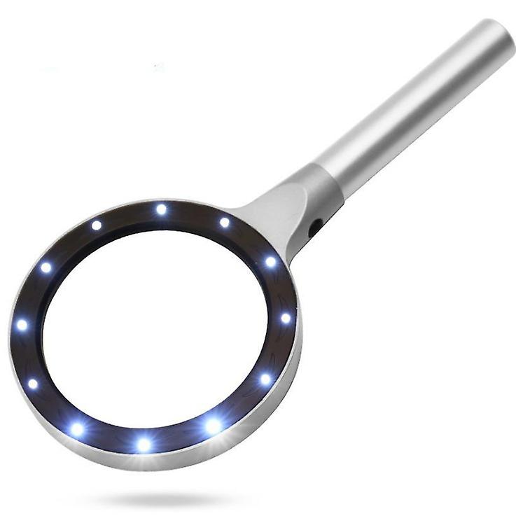 Loupe à main avec éclairage LED, grossissement 5X et 10X, poignée ABS antidérapante, 1 pièce