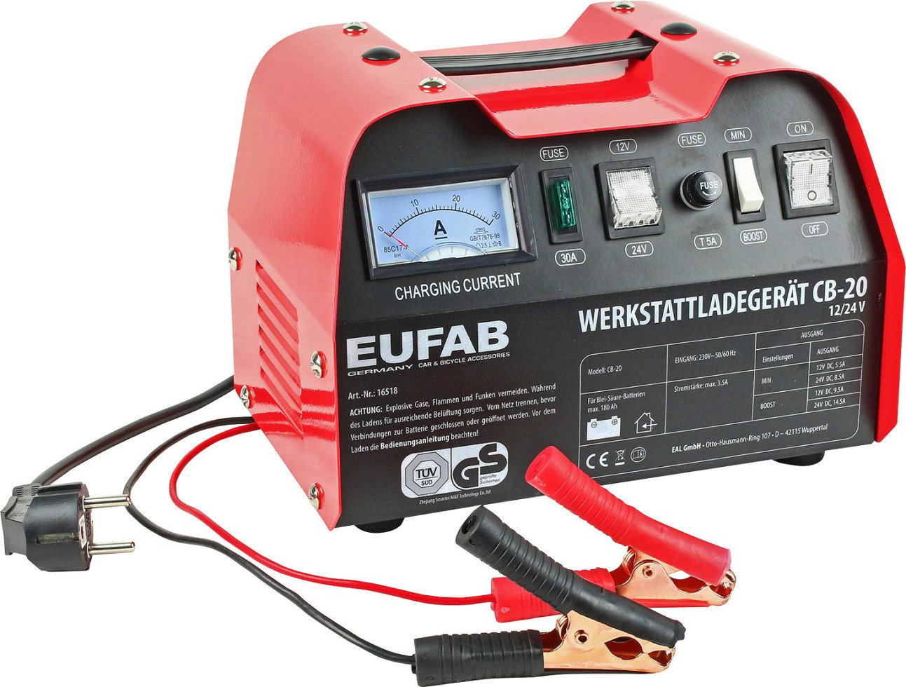Eufab Batterieladegerät Ladegerät Mit Schnellladefunktion 12 V - 15 Ampere 16518 - Image 4