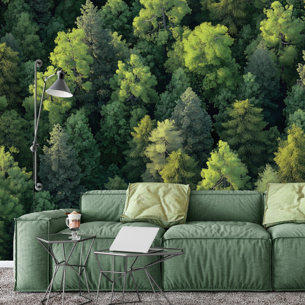 Wallarena Vlies Fototapete Wald Landchaft 200x140 Cm, Tapeten, Für Wohn Und Schlafzimmer, Vliestapete Wandtapete Tapete 3d Effekt- Inkl. Kleister - Natur Grün