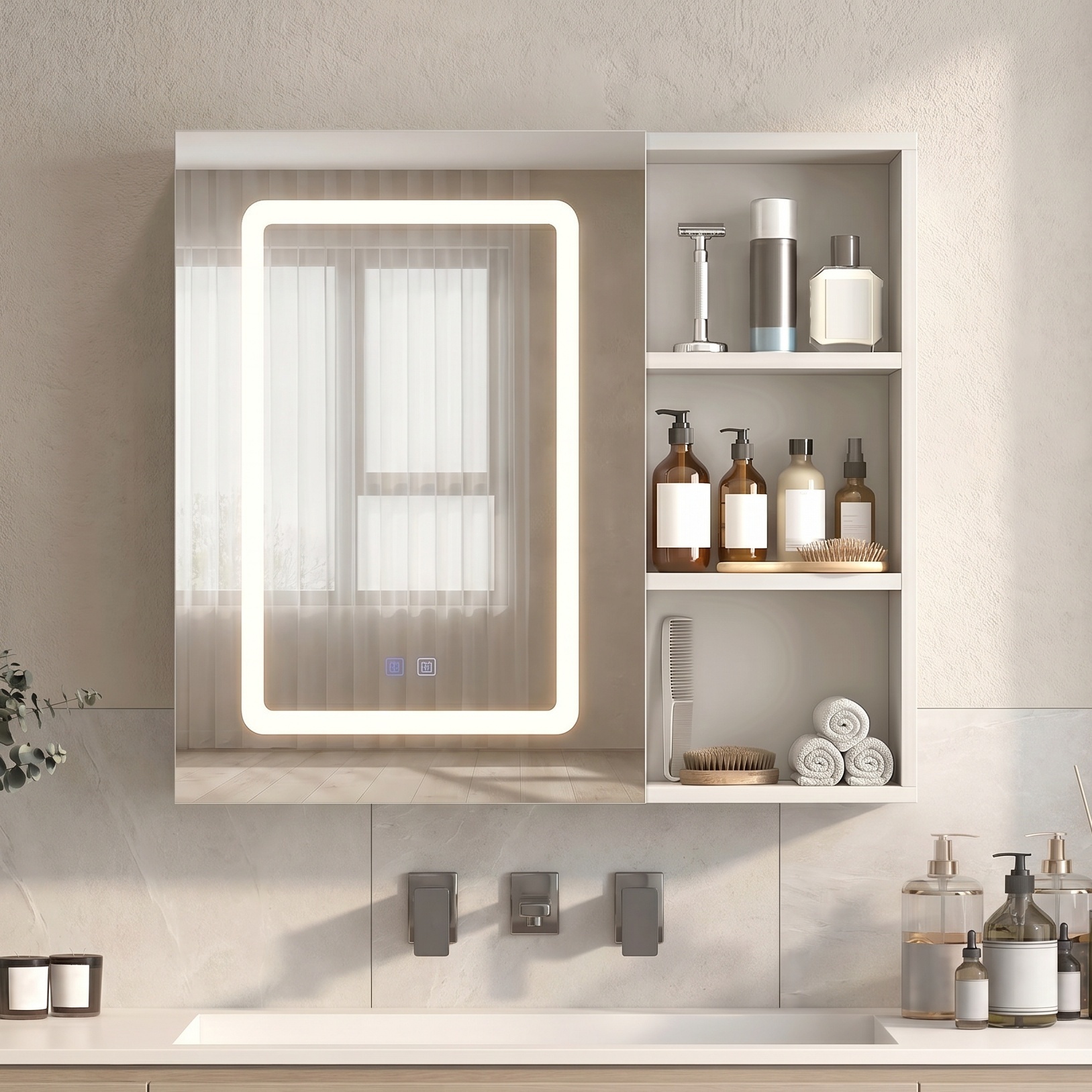 Armoire Murale De Salle De Bain Avec Miroir Led