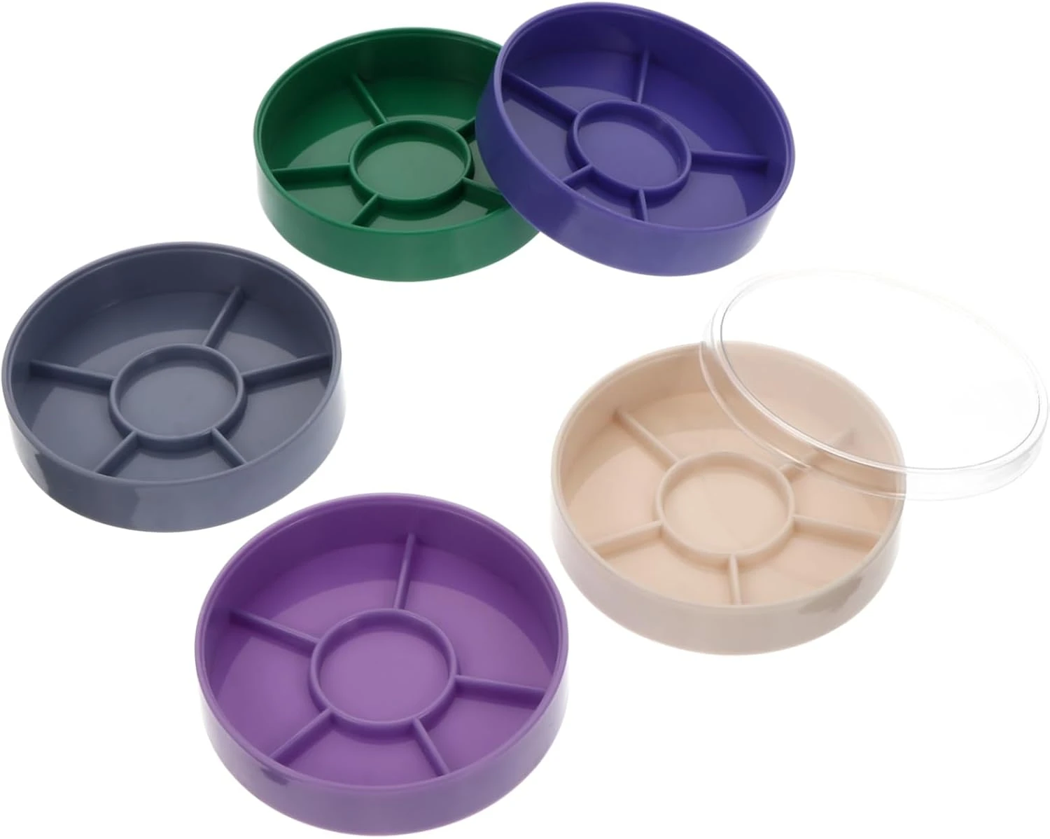 Boîte de rangement à 5 niveaux en plastique avec couvercle, 9,3 x 8,6 cm, pour pièces de montres et bijoux