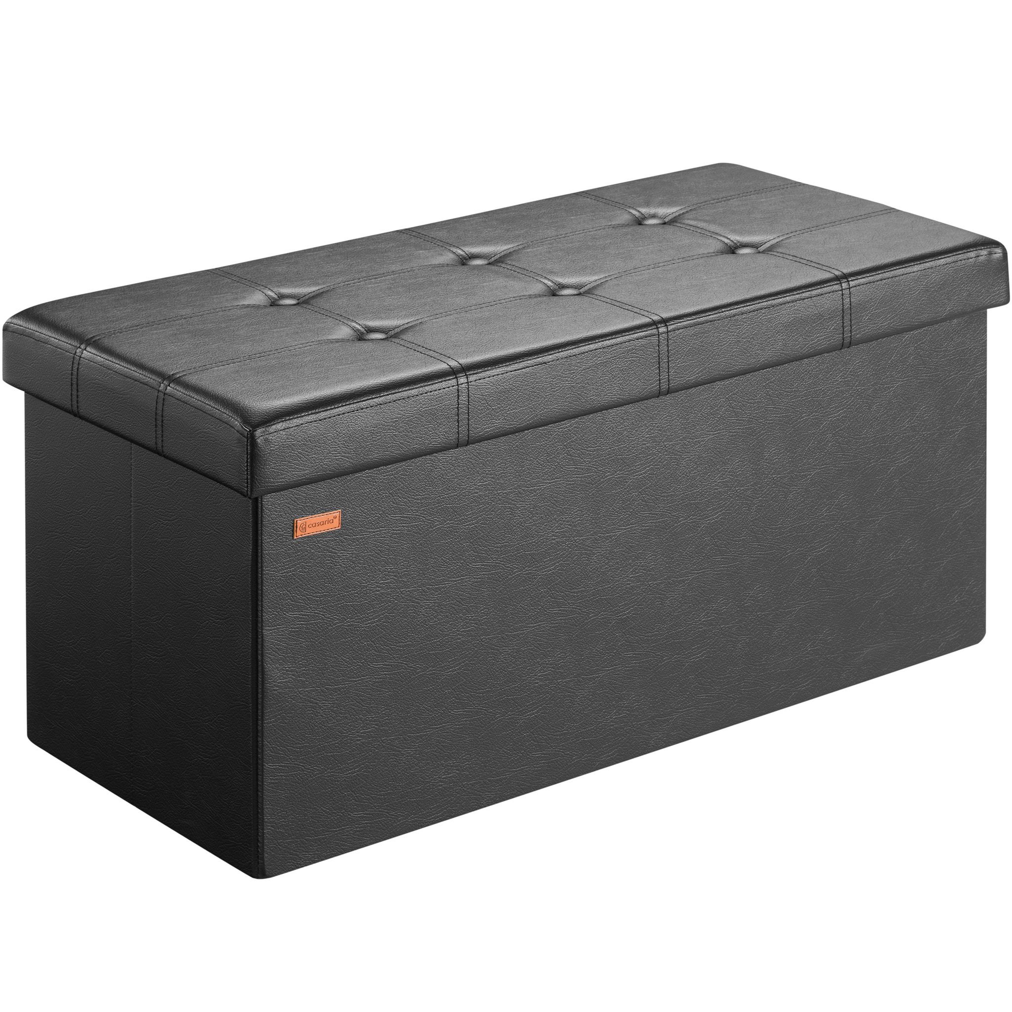 Casaria® Sitzbank Mit Stauraum Faltbar Gepolstert Deckel Schlafzimmer Wohnzimmer Flur Sitztruhe Truhenbank Polsterbank L - Schwarz