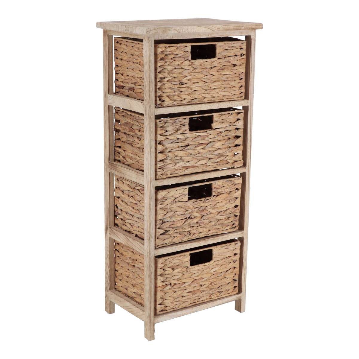 Tendance - Meuble Paulownia 4 Paniers Jacinthe - Naturel