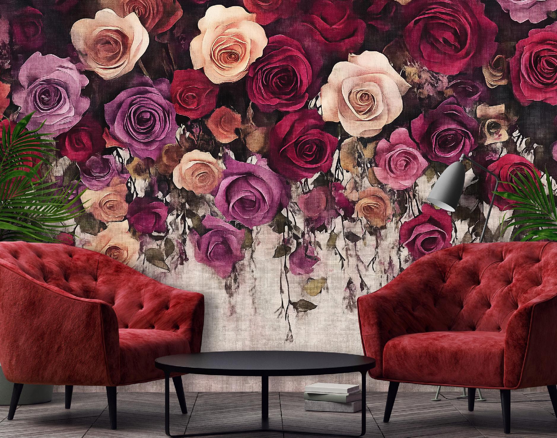 Wallarena Vlies Fototapete Rosen Blumen 300x210 Cm, Tapeten, Für Wohn Und Schlafzimmer, Vliestapete Wandtapete Tapete 3d Effekt- Inkl. Kleister - Rosa Violett