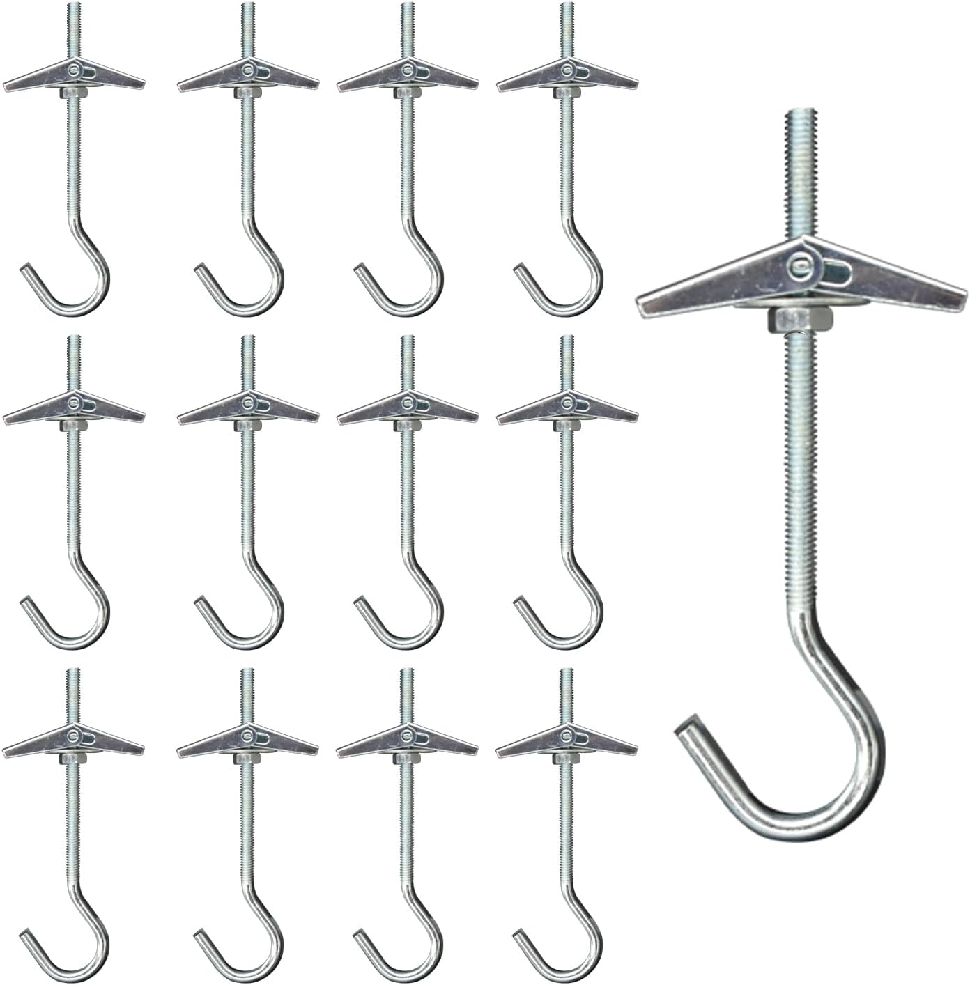 Crochet de fixation au plafond à ressort, acier galvanisé, charge 10 kg, lot de 12