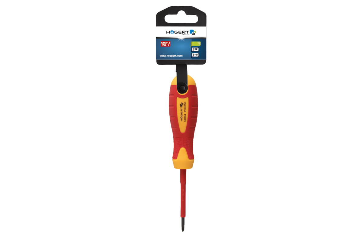 Hogert Ph1 80 Mm Isolierter Schraubendreher, 1000 V, Stahl S2 Ht1s922