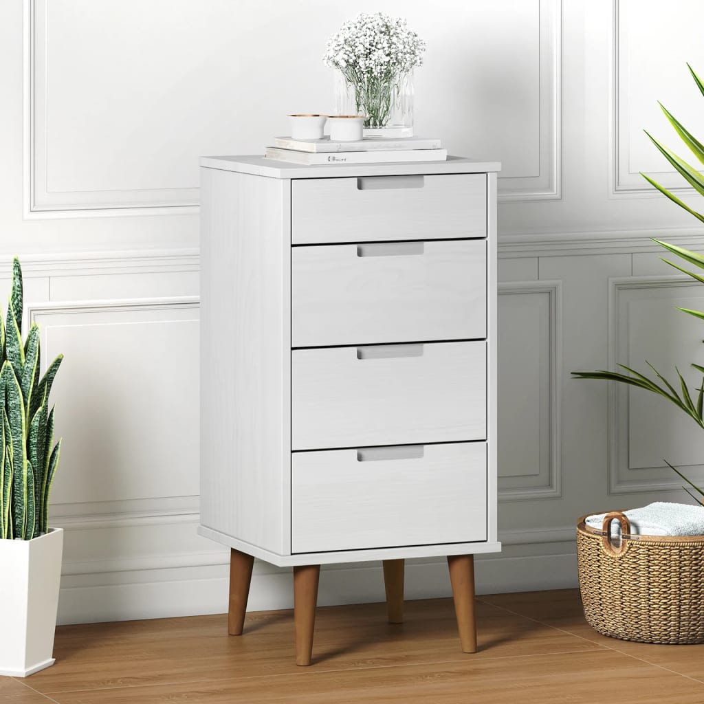 vidaXL Ladekast MOLDE 40x35x82 cm massief grenenhout wit350502