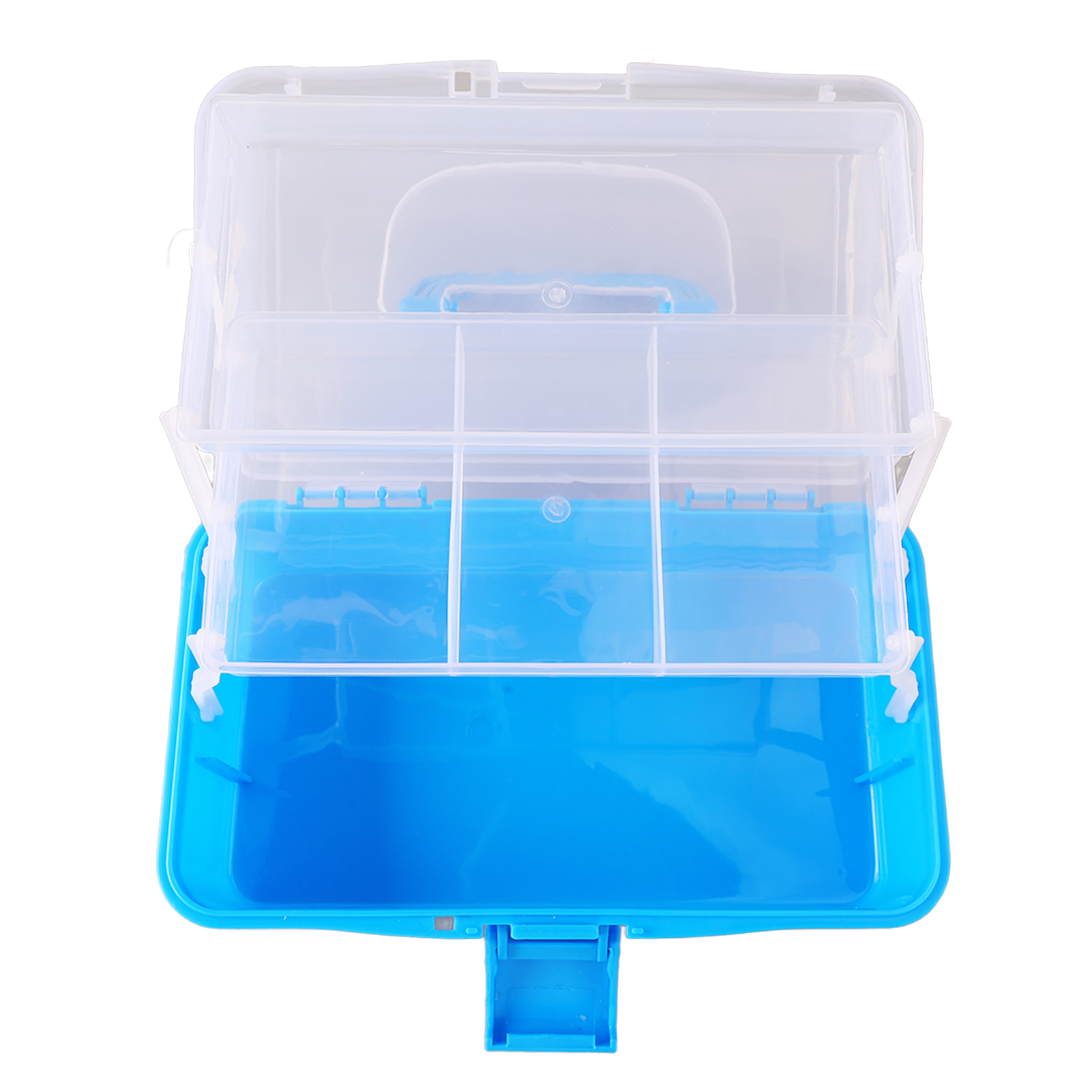 Boîte de rangement pliable à 3 étages en PP et PS, poignée portable, organisateur pour outils et cosmétiques, bleu ciel