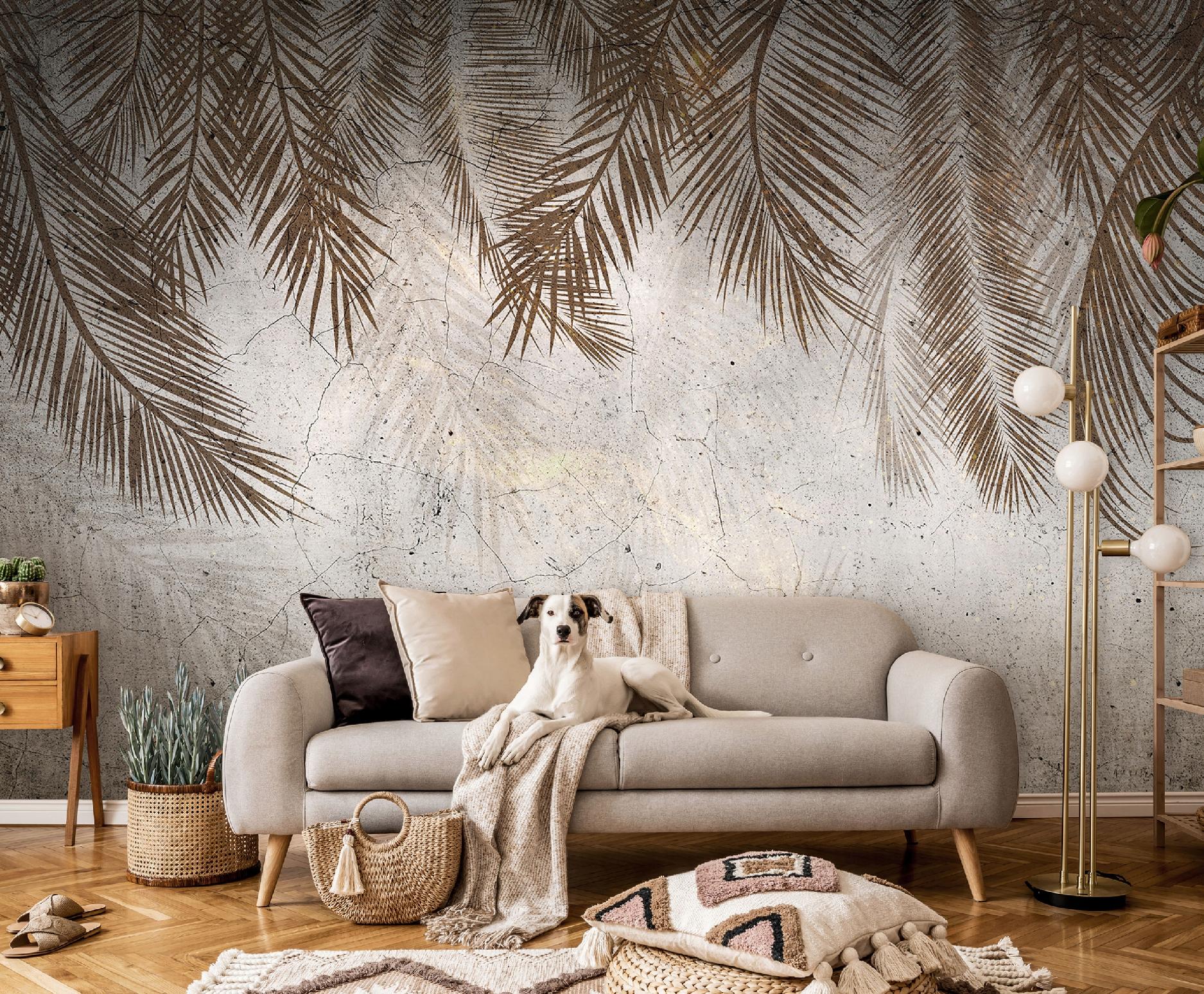 Wallarena Vlies Fototapete Blätter 300x210 Cm, Tapeten, Für Wohn Und Schlafzimmer, Vliestapete Wandtapete Tapete 3d Effekt- Inkl. Kleister - Boho Natur Beige,