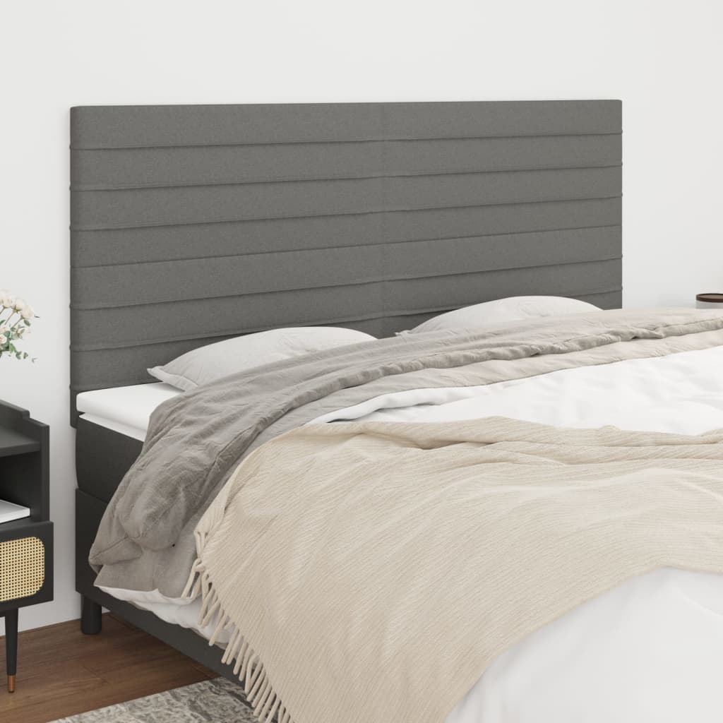 Têtes De Lit 4 Pcs Gris Foncé 80x5x78/88 Cm Tissu