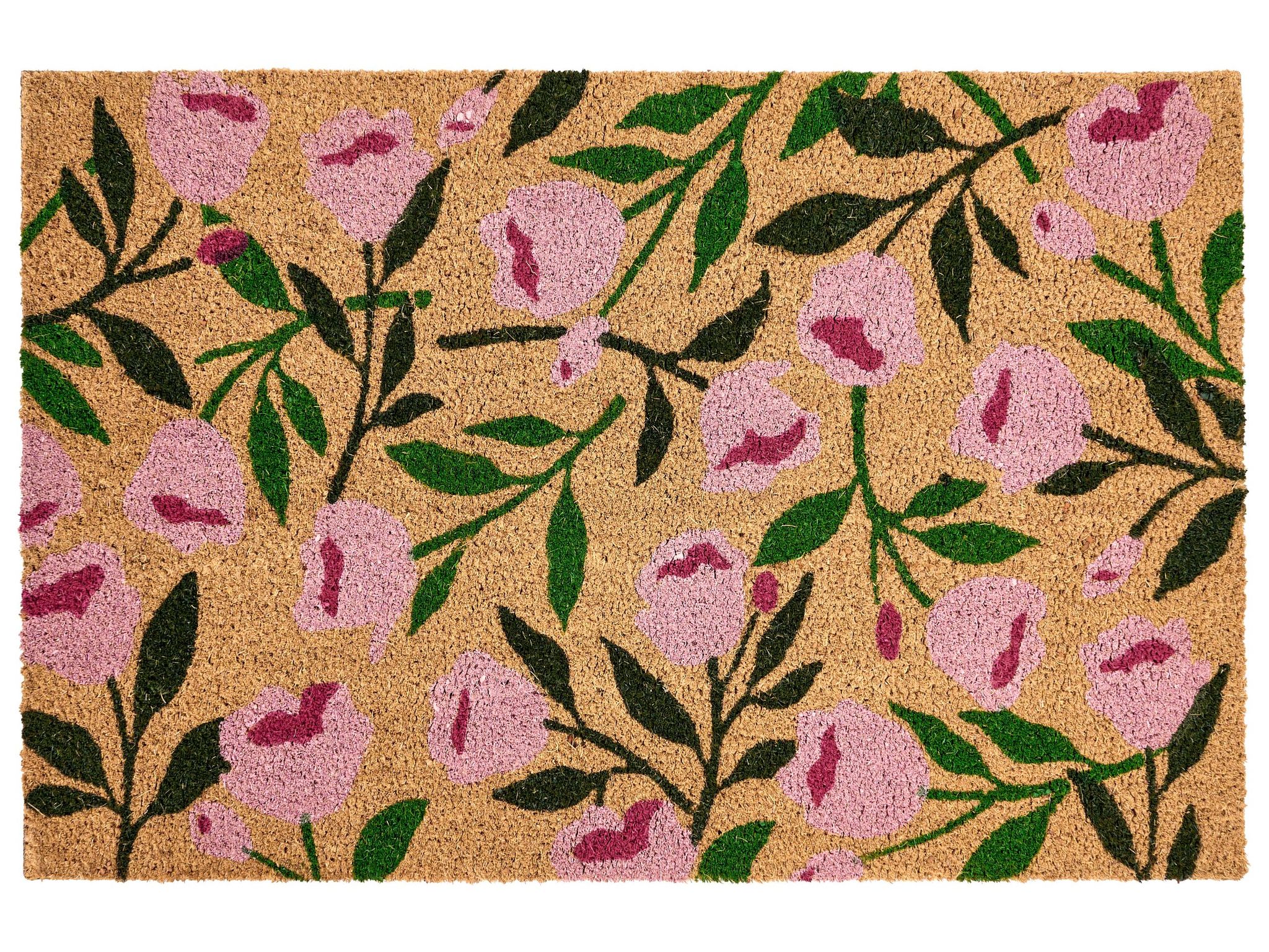 Beliani Doormat Manguao Natural 60 X 90 Cm Flower Coir