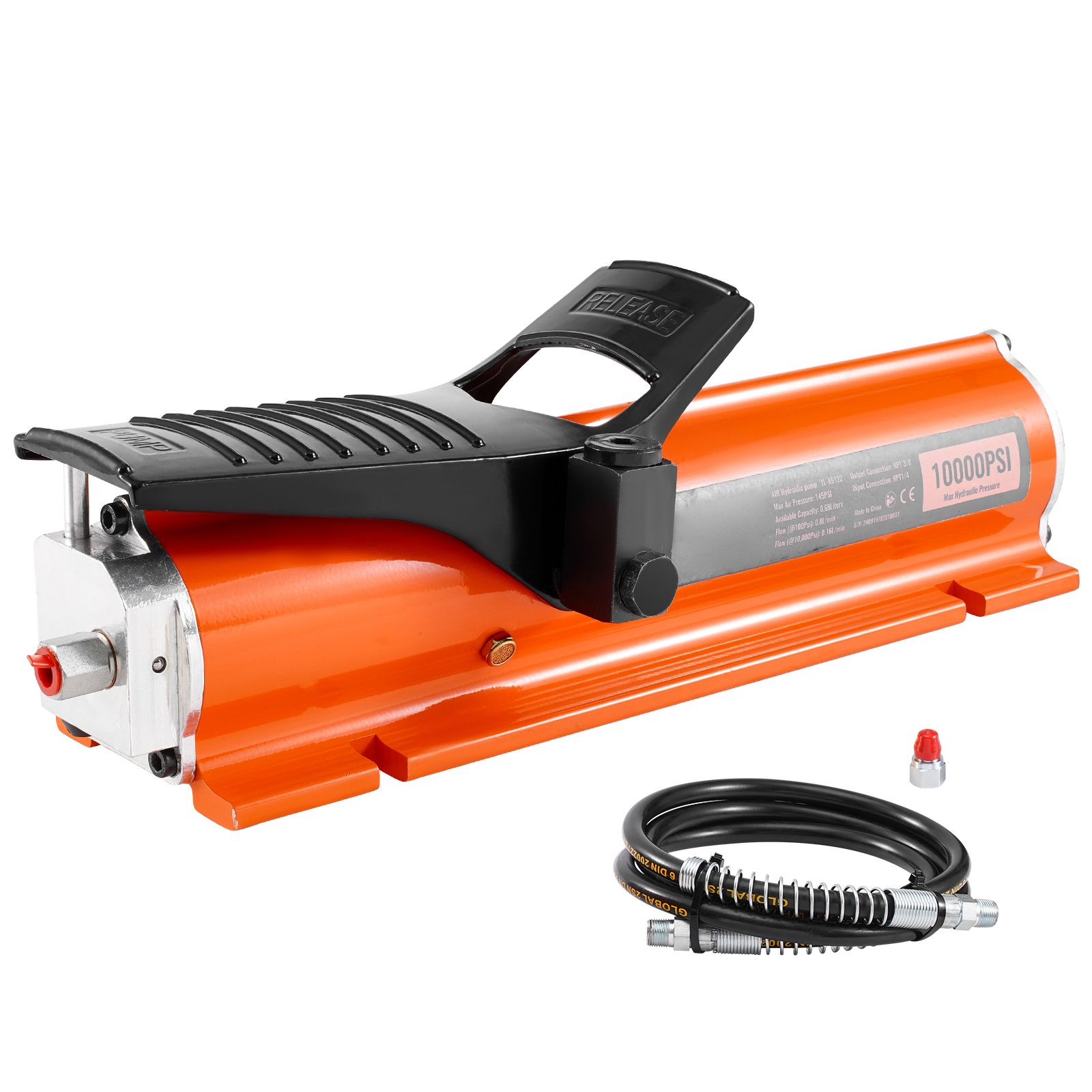 Pompe hydraulique à pied 689 bar, réservoir 0,7 L, sortie NPT 3/8", entrée NPT 1/4", coque métallique