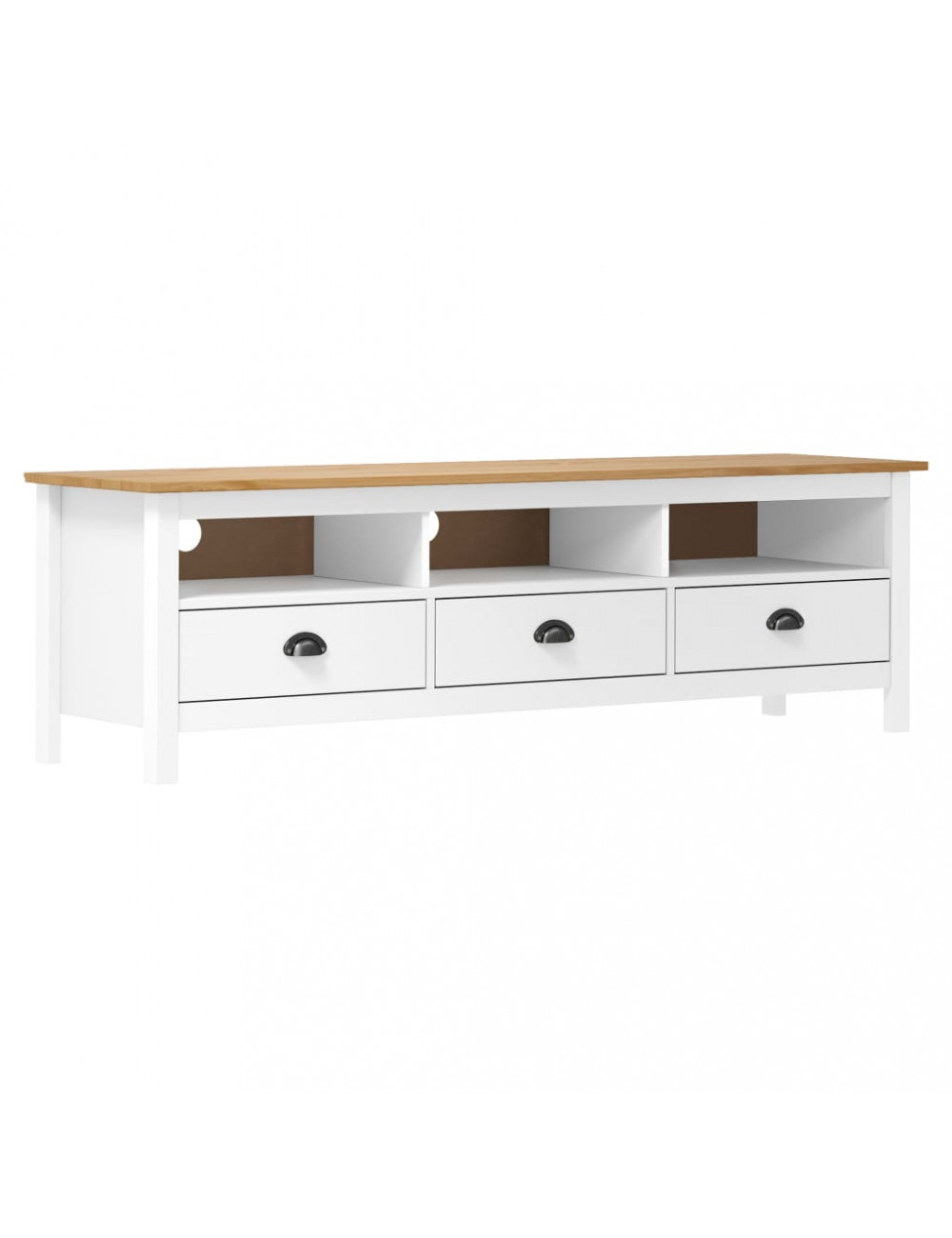 Vidaxl Beige Tv Cabinet "Hill" White 158X40x47 Cm Solid Pine Wood