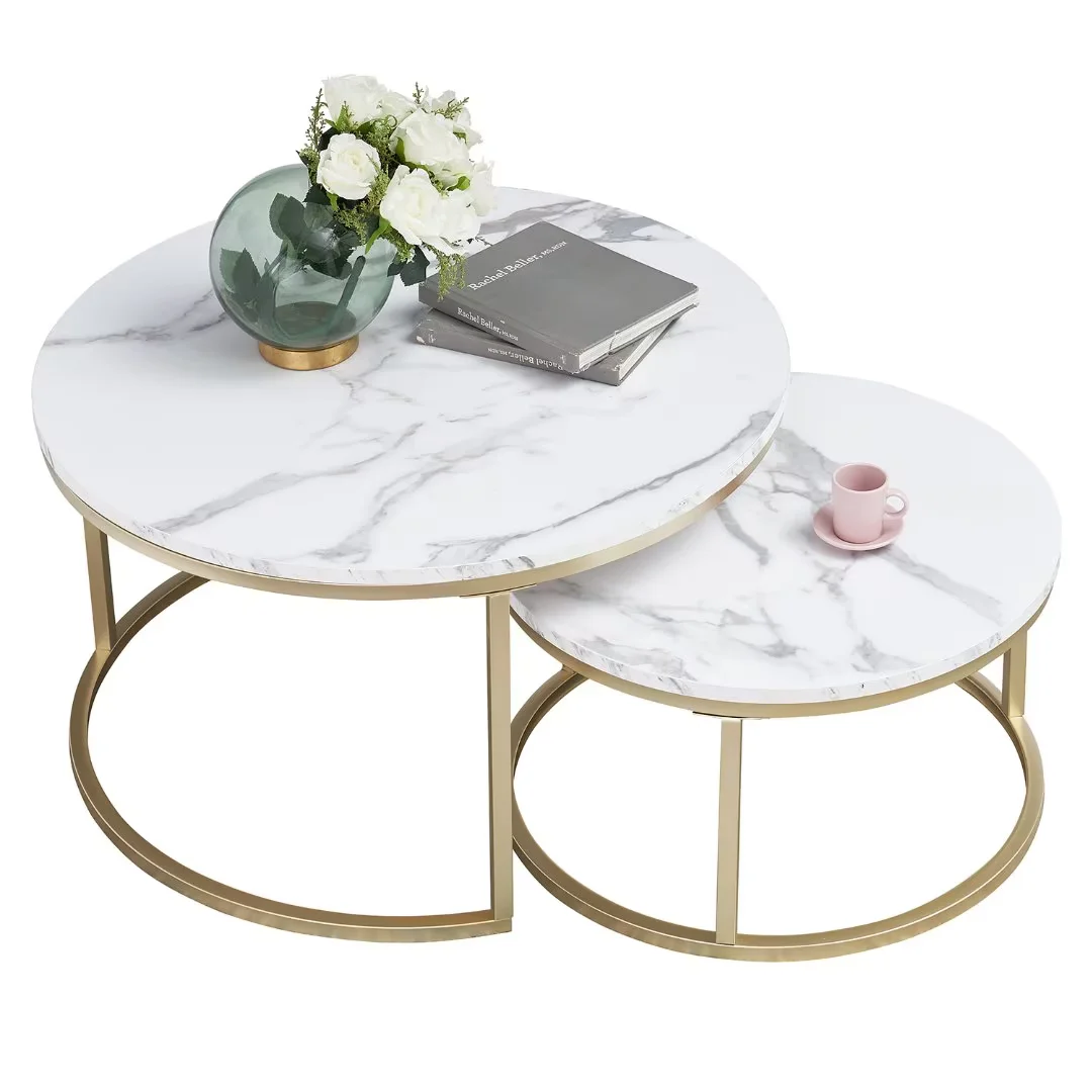 Wokaka - Table Basse Ronde Table Gigogne 2 Pièces Table D'Appoint