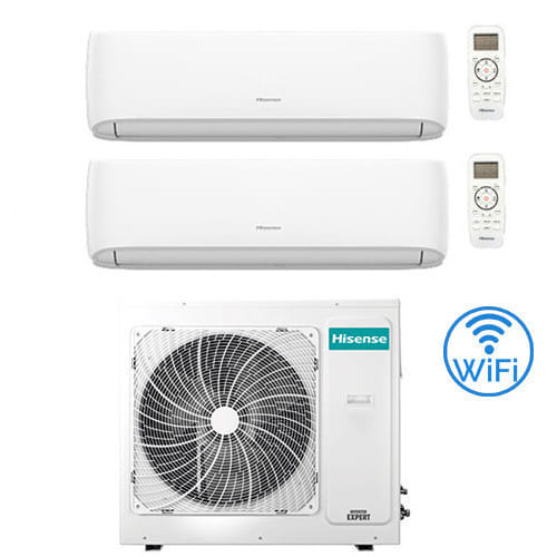 Climatizzatore Condizionatore Hisense Hi Comfort Wifi R32 Dual Split Inverter 12000 + 18000 Btu Con U.e. 3amw62u4rjc Classe A++/a+
