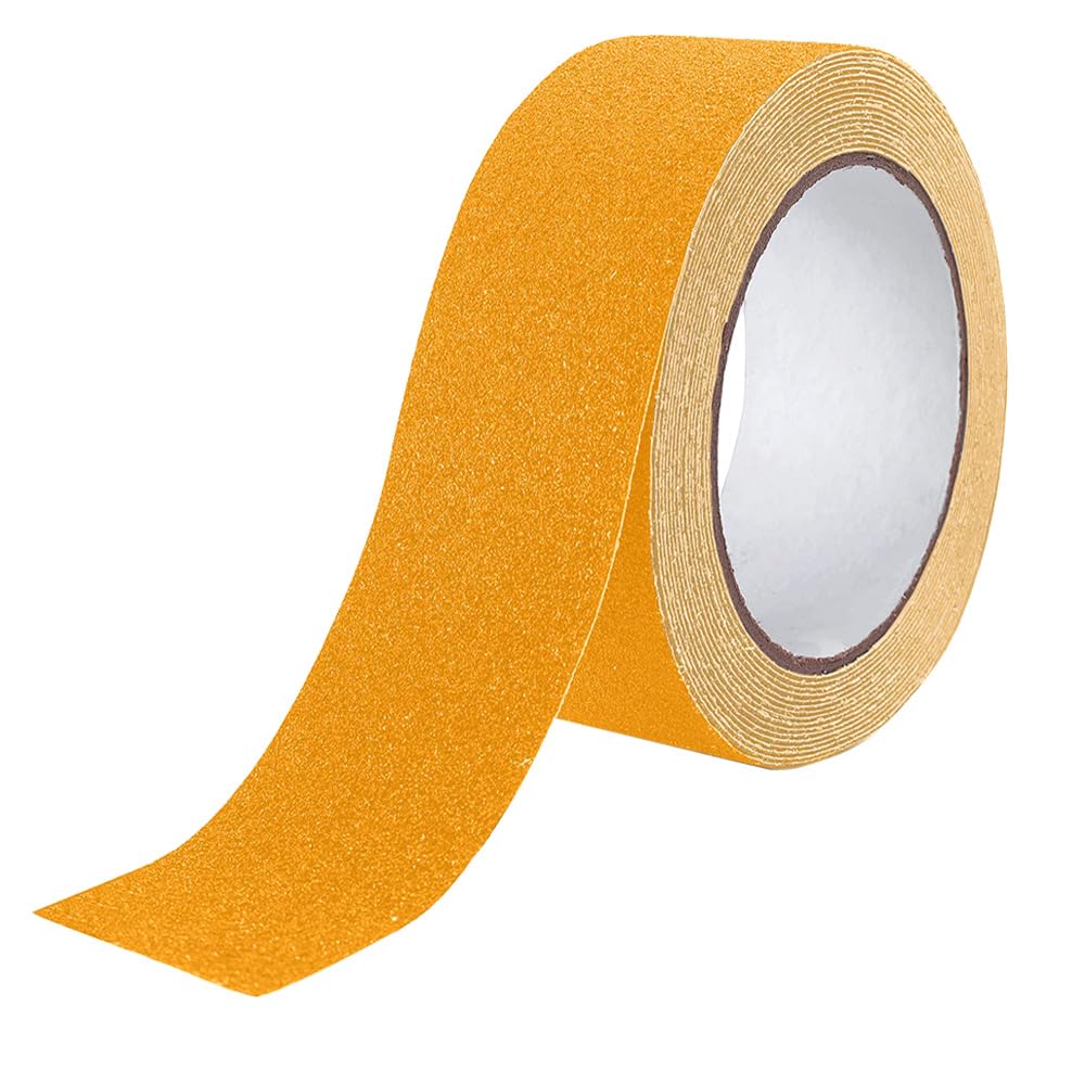 Ruban antidérapant jaune 10 m x 5 cm, adhésif PVC anti-glisse, intérieur et extérieur