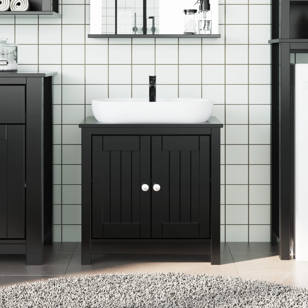 Vidaxl - Meuble De Salle De Bain Berg Noir 60x34x59 Cm Bois Pin Massif