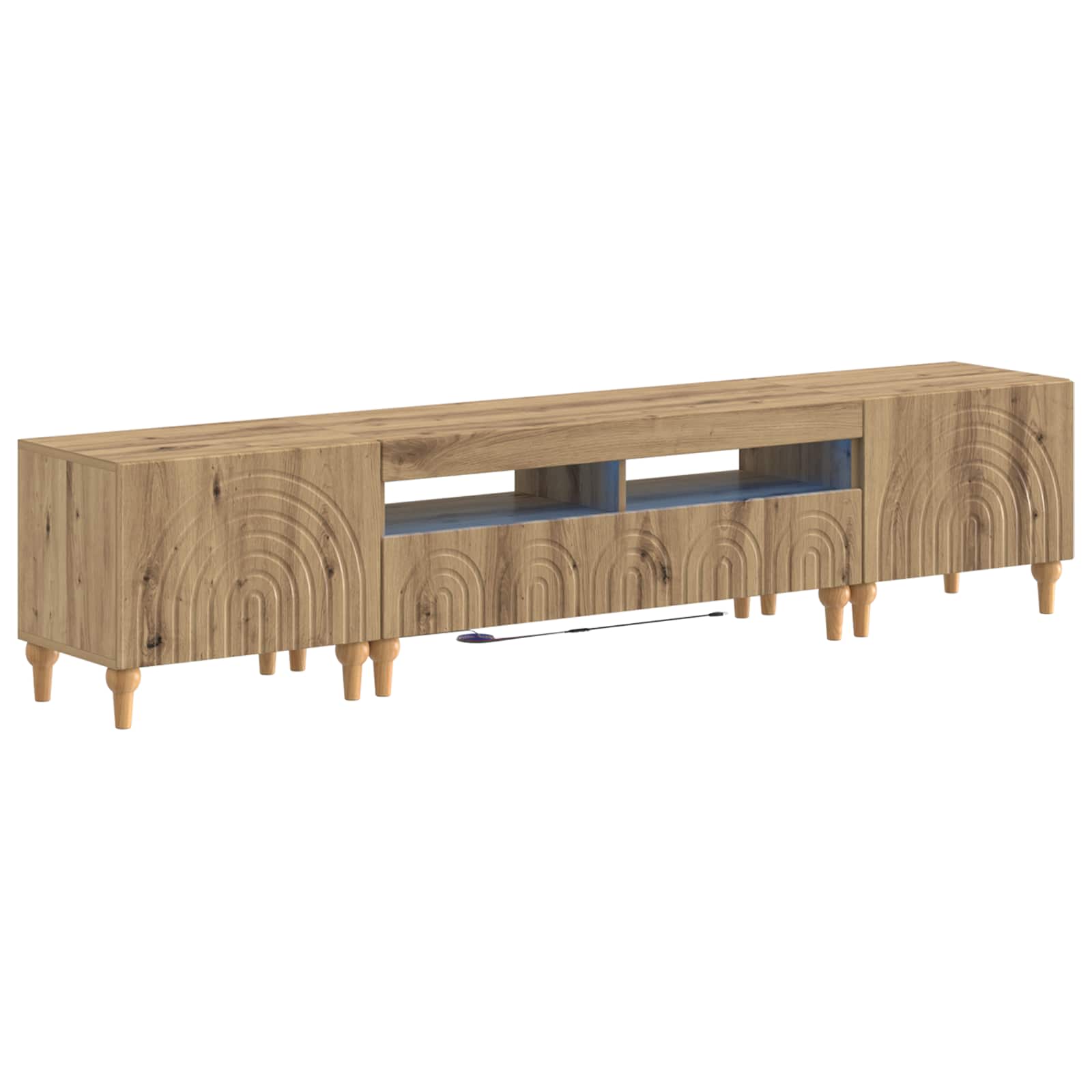 Vidaxl Grau 3-Teiliges Led Tv Regal Artisan-Eiche Holzwerkstoff