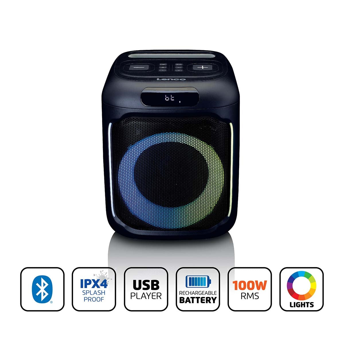 Lenco Kompakter Ipx4 Bluetooth Partylautsprecher Mit Kabellosem Mikrofon 201858943 - Bild 3