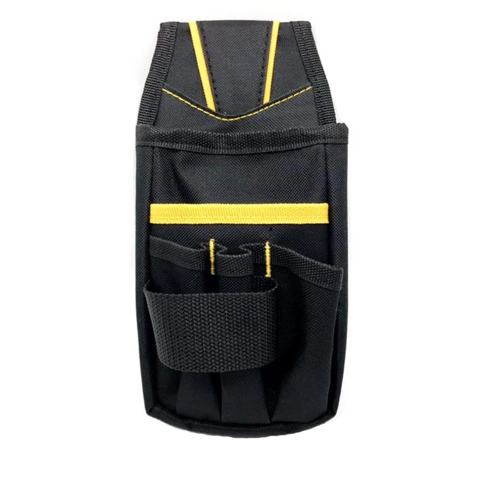 Sacoche à outils à porter à la ceinture en tissu Oxford, 3 grandes poches et 3 petites, 13 x 25 cm, noir