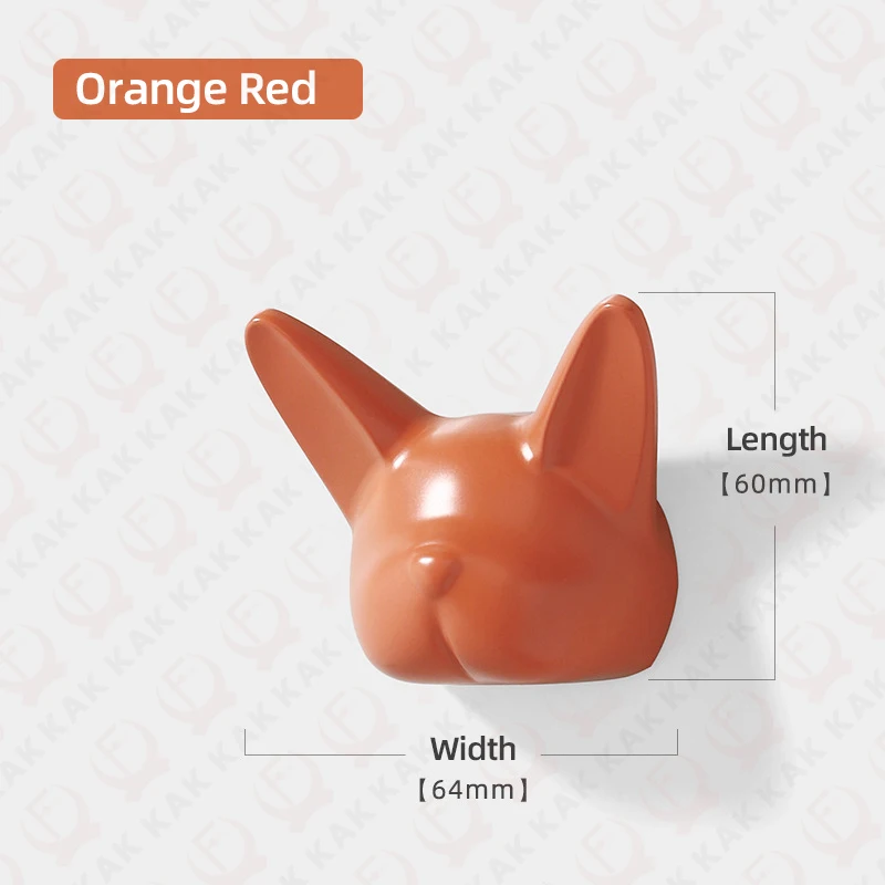 Crochets muraux bouledogue en alliage de zinc, rouge, lot de 4