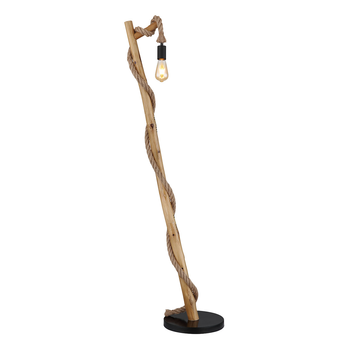 Stehleuchte Ulleu Mit Hanfseil Und Holzstab, Höhe 150cm