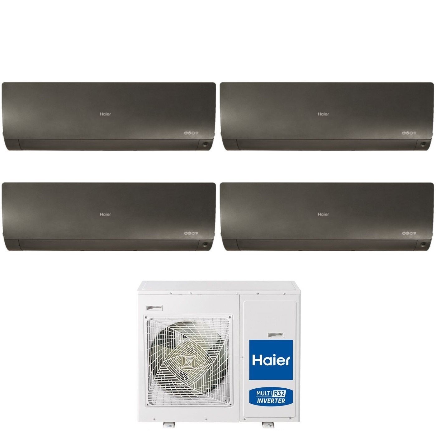 Climatizzatore Condizionatore Haier Quadri Split Inverter Serie Flexis Plus Black 9+12+12+15 Con 4u85s2sr3fa R-32 Wi-fi Integrato Colore Nero 9000+12000+12000+15000