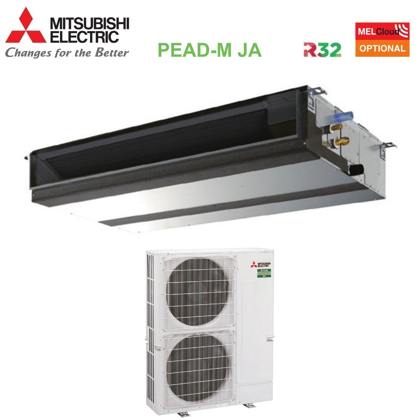 Climatizzatore Condizionatore Mitsubishi Electric Canalizzato Canalizzabile Power Inverter Media Prevalenza 48000 Btu Pead-m140ja + Puz-zm140yka Trifase R-32 Wi-fi Optional
