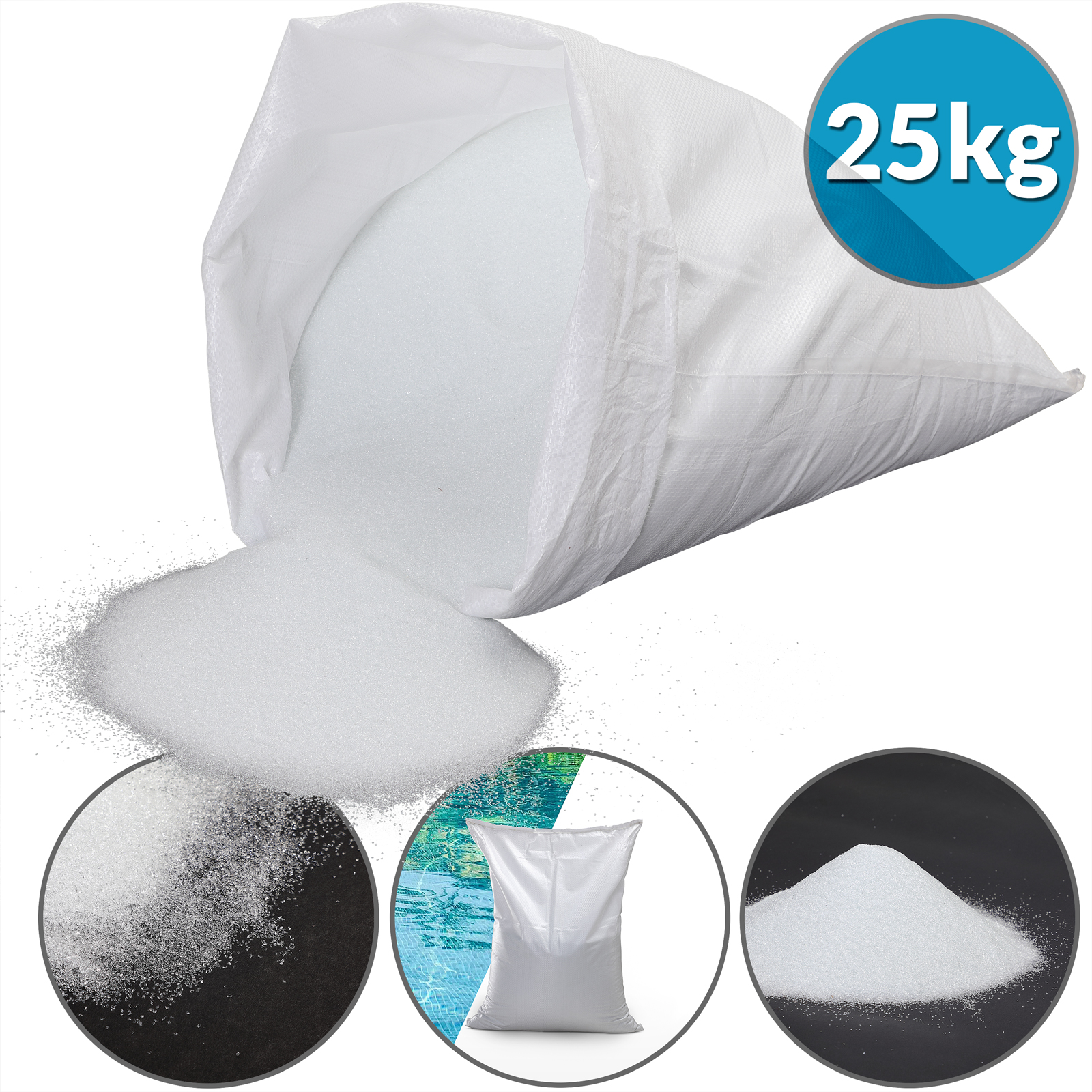 Monzana® Swimming Pool Filter Sand Glass Filter Media, 100% Glass Sand For Swimming Pools, Above Ground Pools, Ponds & Aquariums, 25kg Bag 0.4mm To