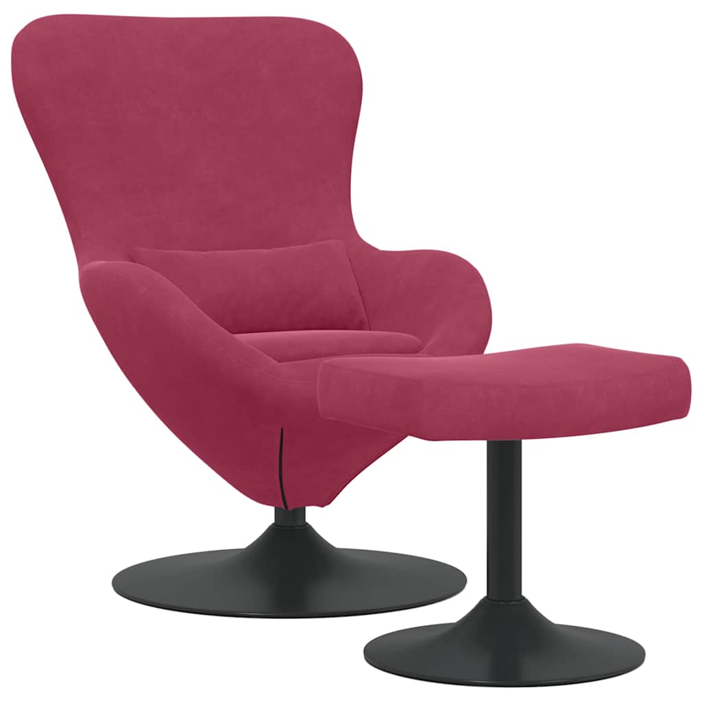 Vidaxl Chaise Œuf Avec Pouf Bordeaux Velours