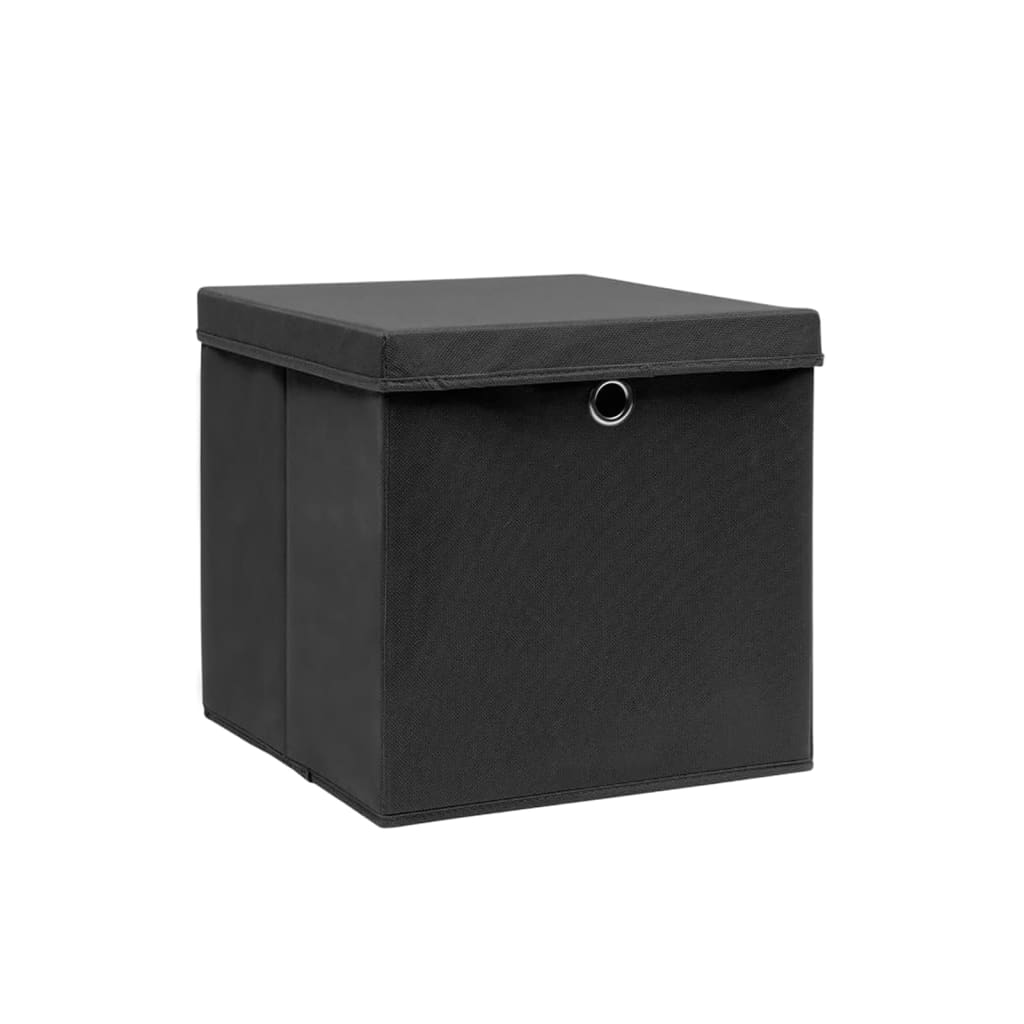 Storage Boxes With Covers 4 Pcs 28x28x28 Cm Black Vidaxl