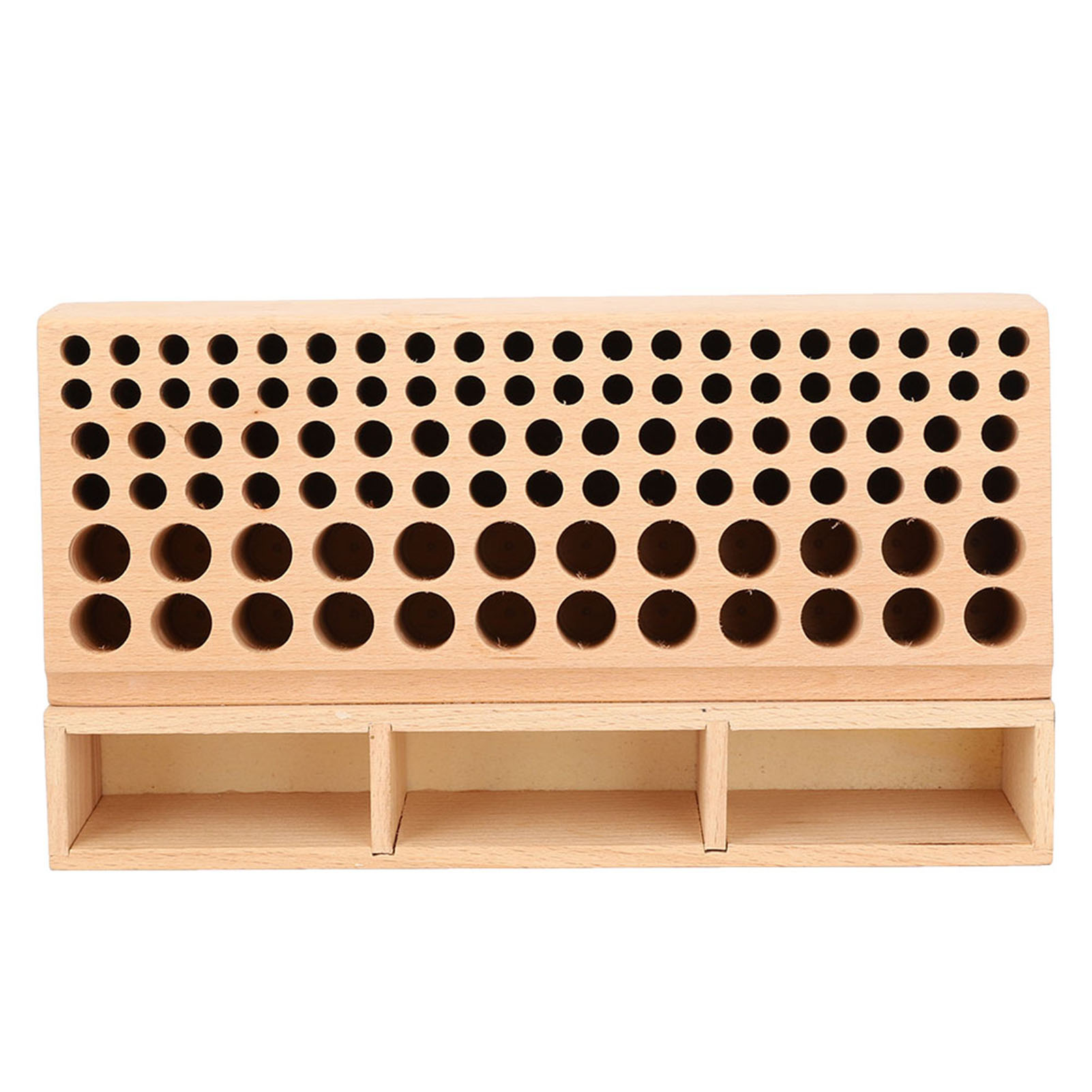 Support de rangement 98 trous en hêtre massif pour outils de bricolage, poinçons de maroquinerie et pinceaux