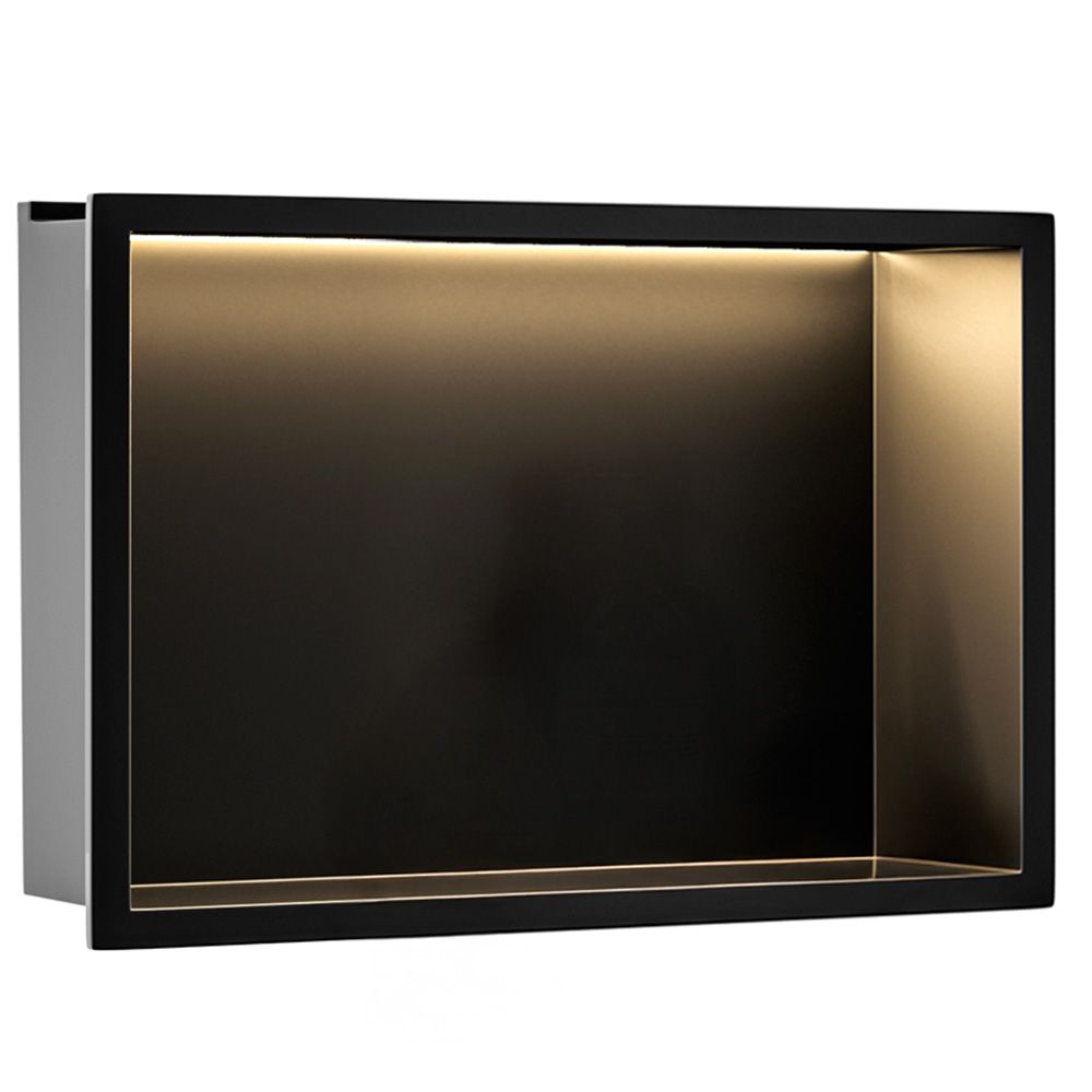 Bathroom Shelf Rea Led Black 30x45