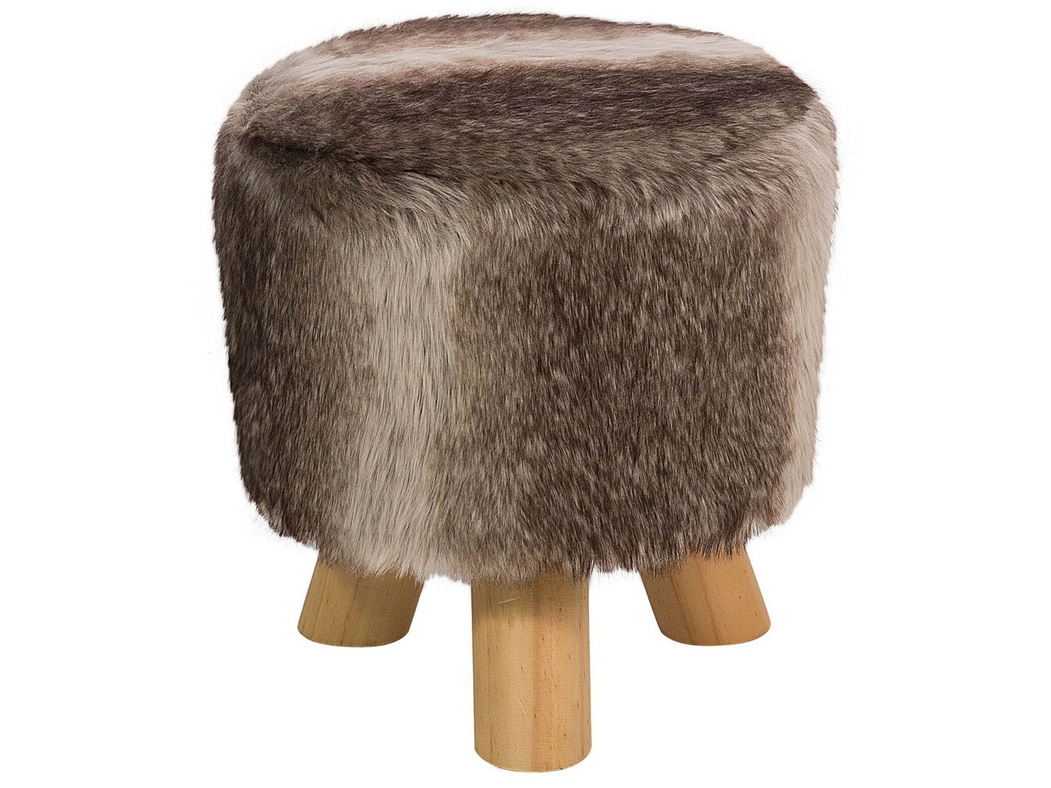Beliani Footstool Topeka Faux Fur Brown