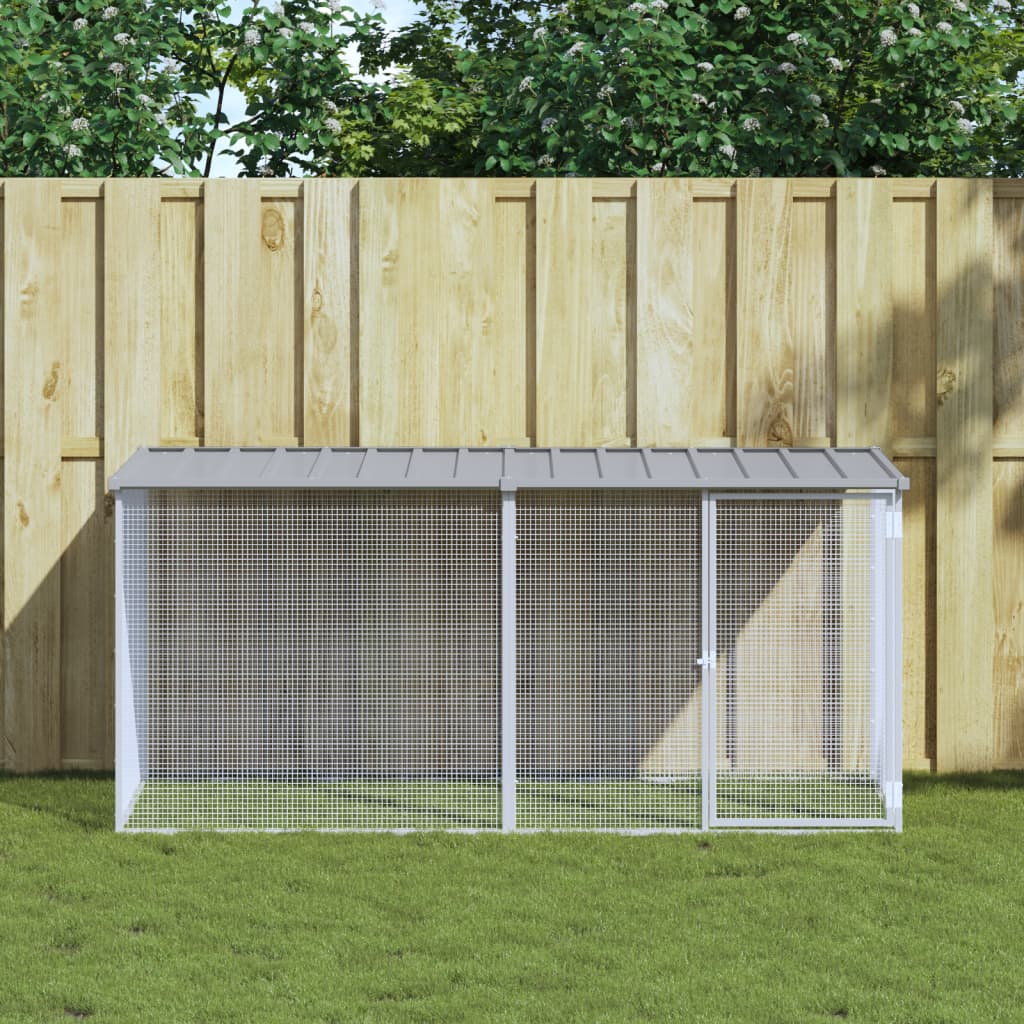 Vidaxl Hellgrau Chicken Cage With Roof Light Grey 203X98x90 Cm Galvanised Steel