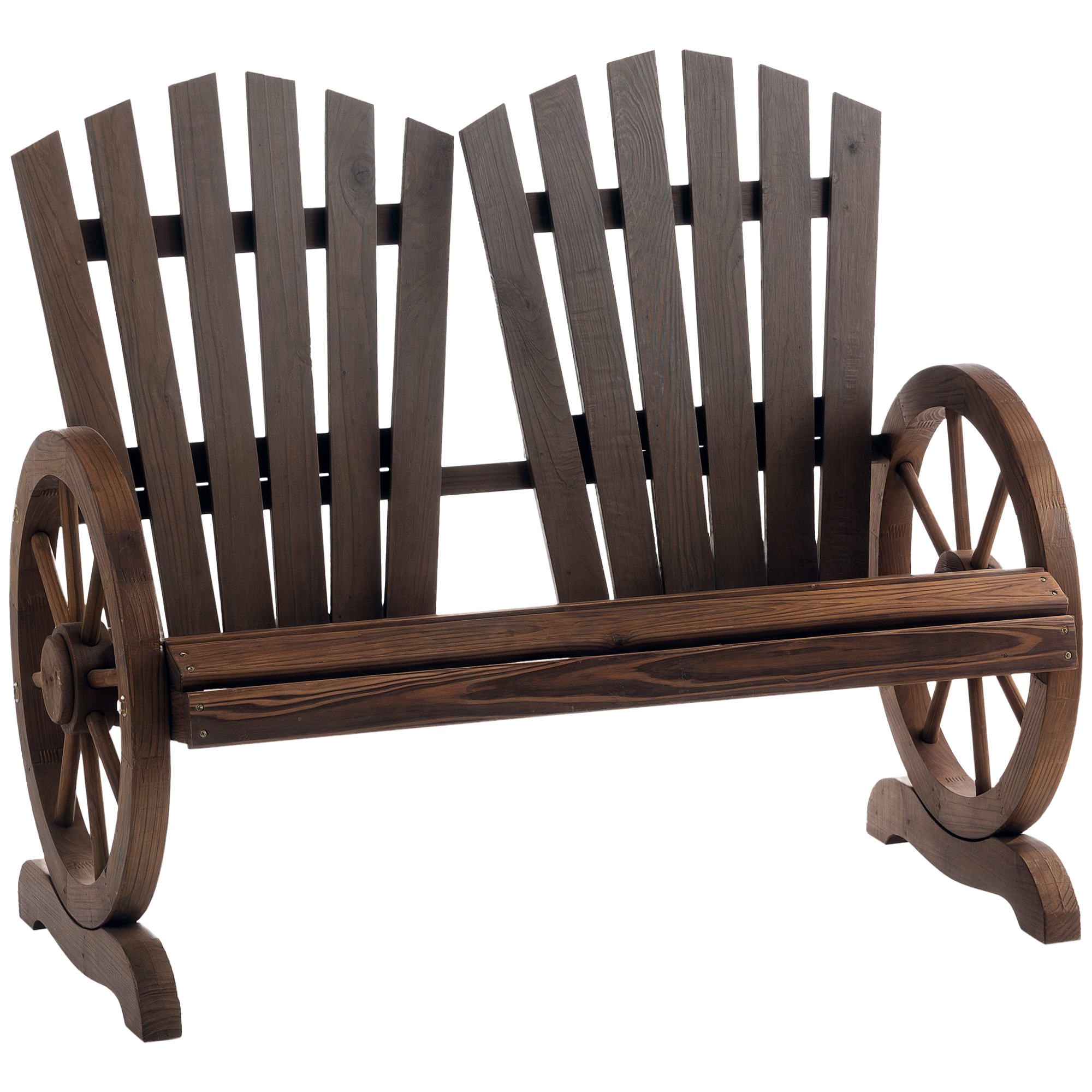 Banc Jardin 2 Places Marron Foncé Bois Massif Accoudoirs Style Rustique Charge 250 Kg 108x66x95 Cm