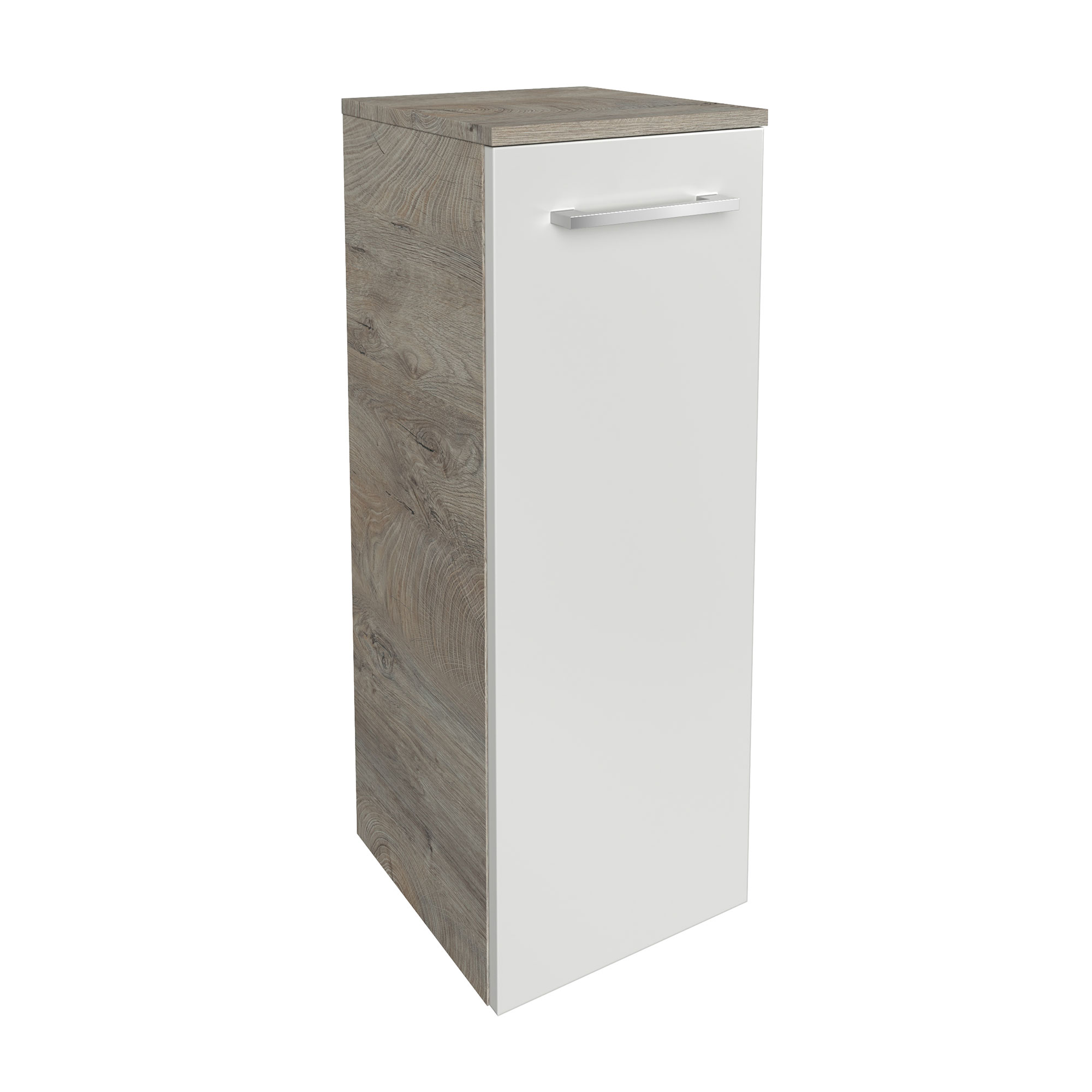 Fackelmann - Midischrank B.style / Badschrank Mit Gedämpften Scharnieren / Maße (b X H X T): Ca. 30,2 X 82,6 X 32 Cm / Hochwertiger Schrank / Türanschlag Rechts / Korpus: Grau / Front: Weiß'-'84448