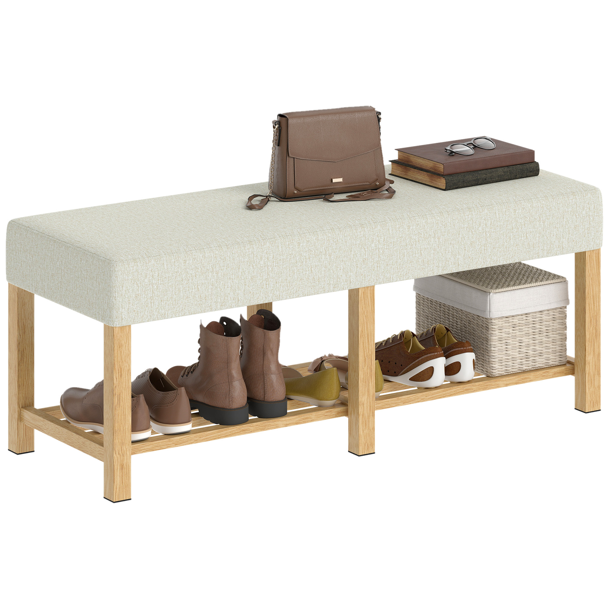 Banc À Chaussures - Homcom - Siège Rembourré 2 Places - Étagère Ouverte