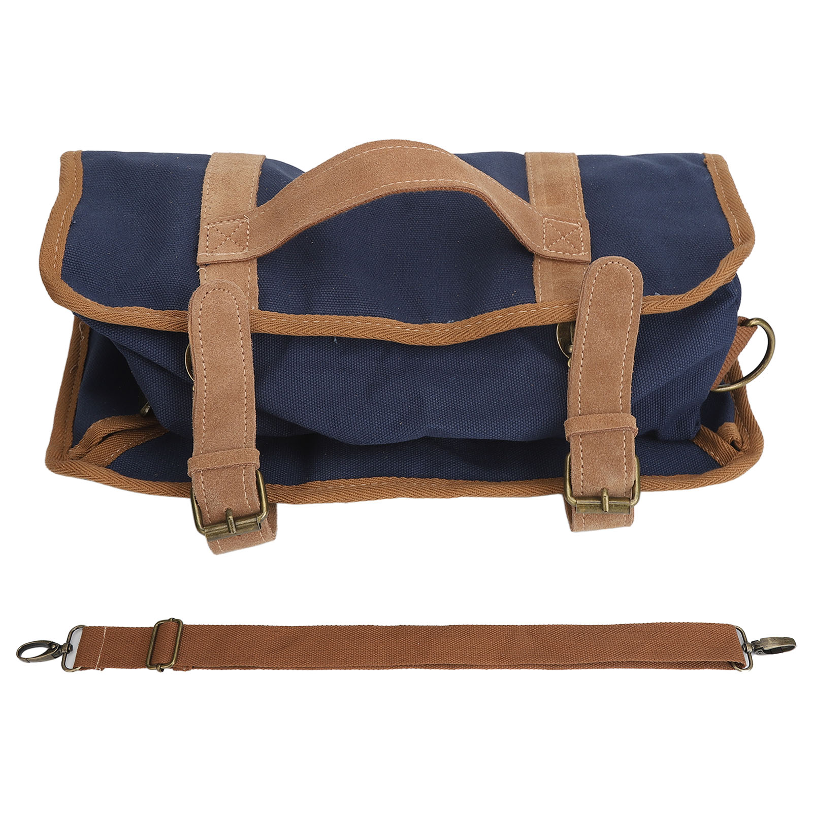 Sac à outils de barman en toile avec bandoulière réglable, grande capacité, bleu, LZAB